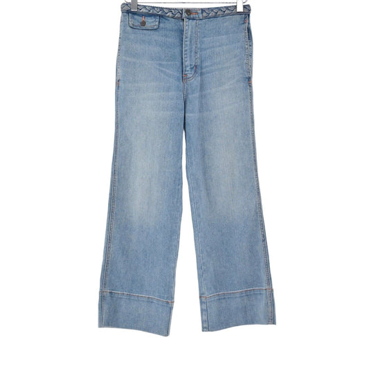 CURRENT ELLIOTT Jeans Womens 8 Braided High Waisted Cropped Blue Denim Western