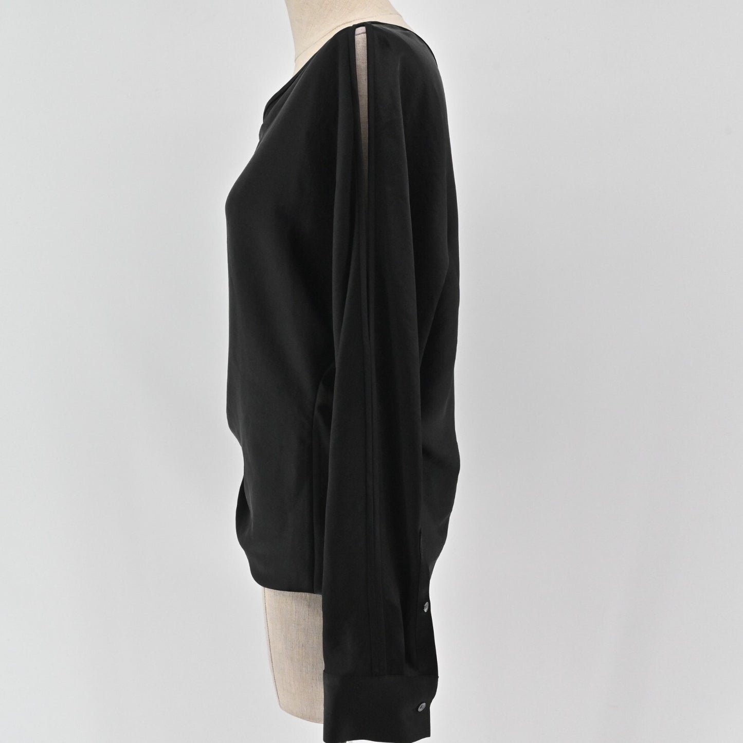 T ALEXANDER WANG Ruched Womens Top Size 4 Black Satin Dark Romantic One Sleeve