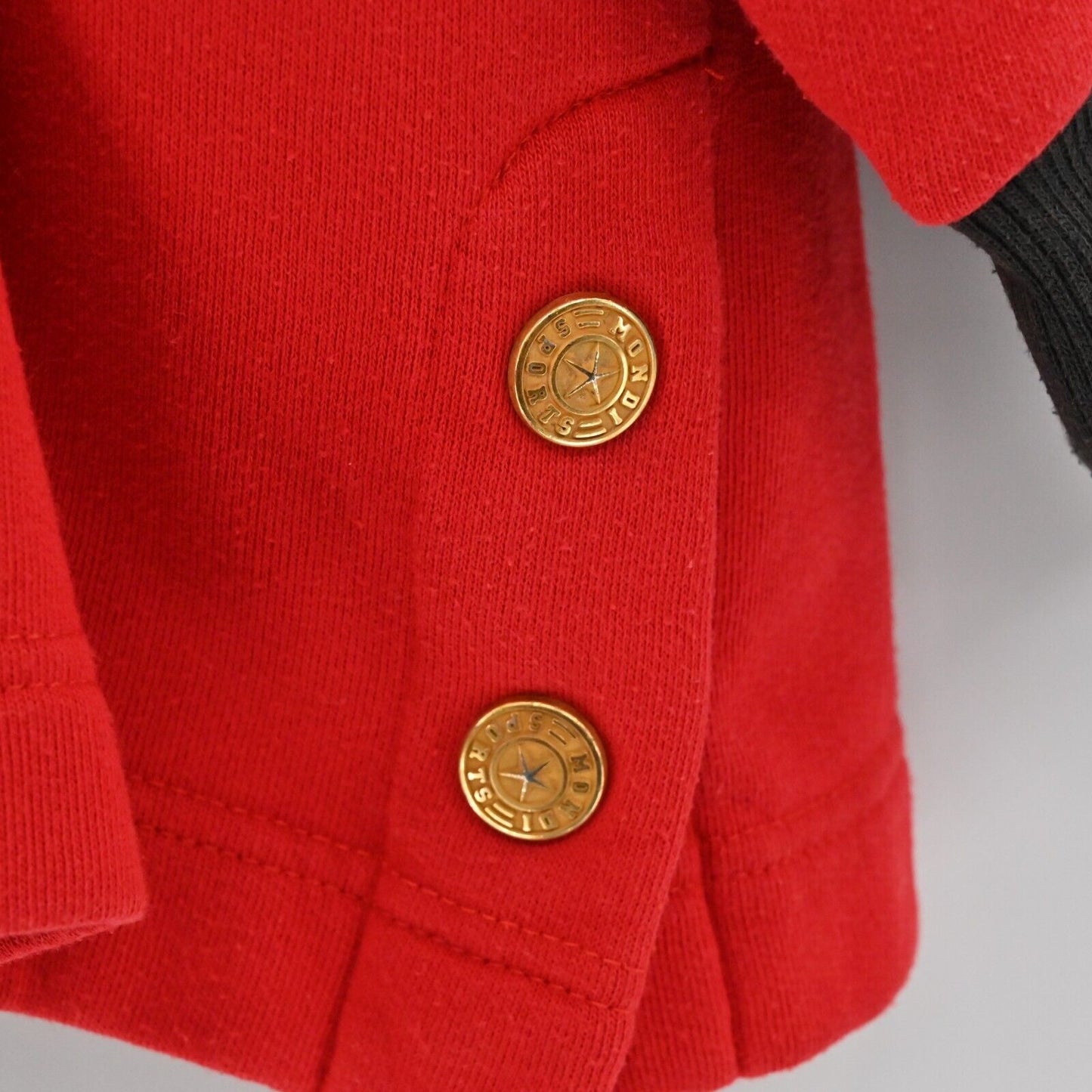 Vtg MONDI Sweatshirt Womens Sz EUR 34 Red Black Cotton Half Zip Sports Logo 90s
