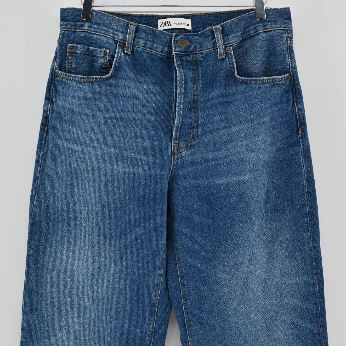 ZARA Jeans Womens Size 8 Wide Leg High Waisted Classic Blue Denim Casual Baggy