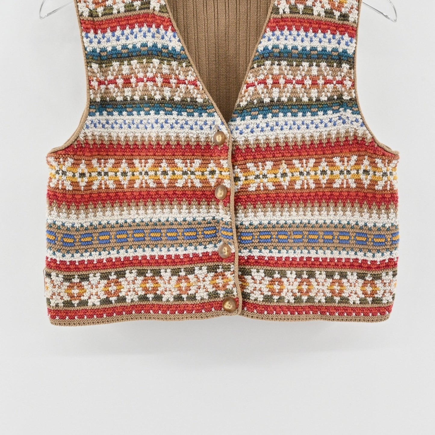 Vtg Y2k Lizsport Sweater Vest Size M Fair Isle Sleeveless Knit Top Multicolor