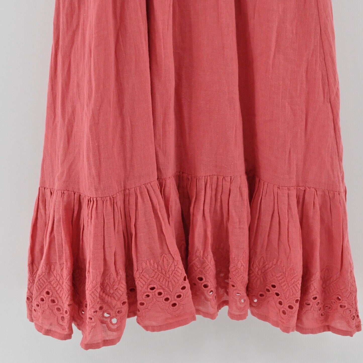 HOUSE OF HARLOW Dress Womens Size XS Coral Embroidered Eyelet Ruffle Tank Cotton