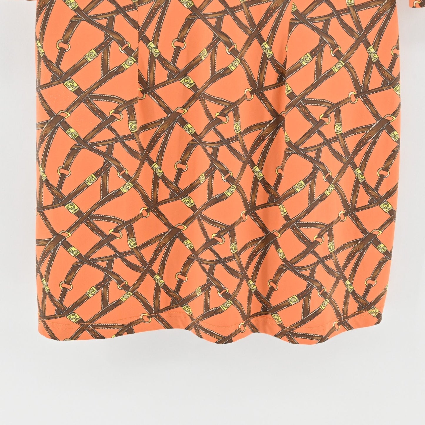 BARBARA GERWIT Bridle Dress Size L Orange Brown Belt Western Equestrian Shift