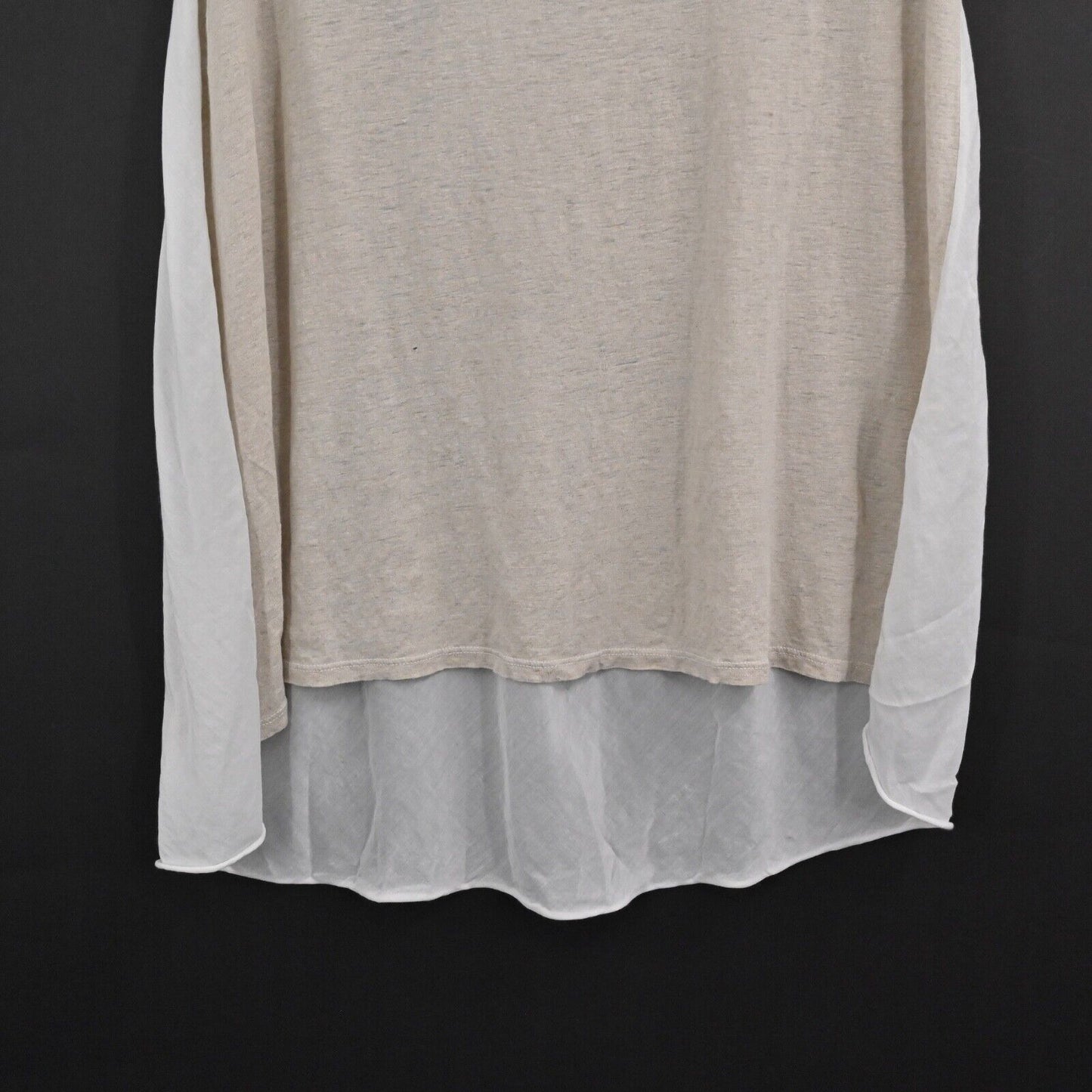 CP SHADES Top Womens Size M Tan Linen Cotton Silk Scoop Neck Short Sleeve USA