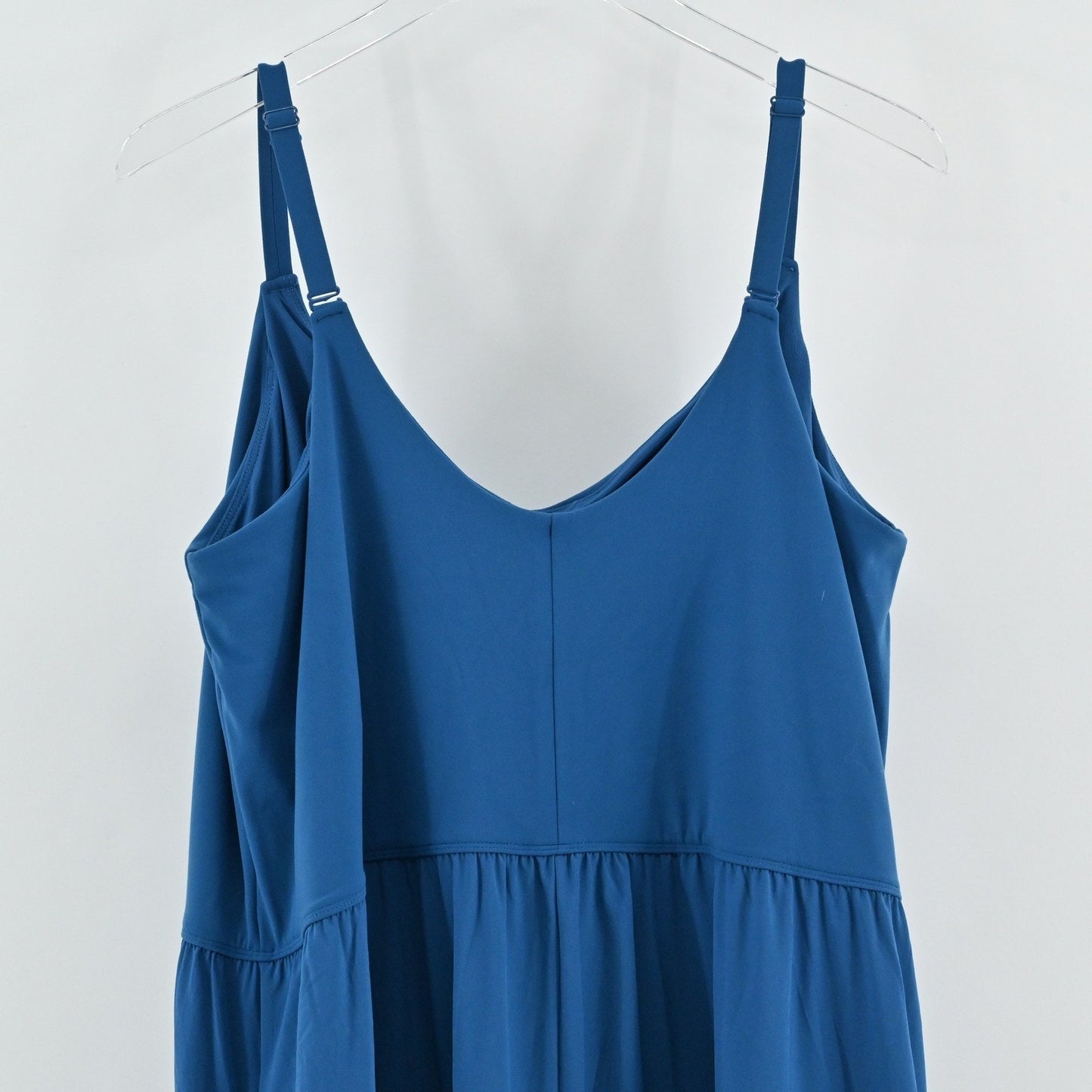 Athleta Elation Hybrid Midi Dress Size 2X Blue Spaghetti Strap Pocket Athleisure