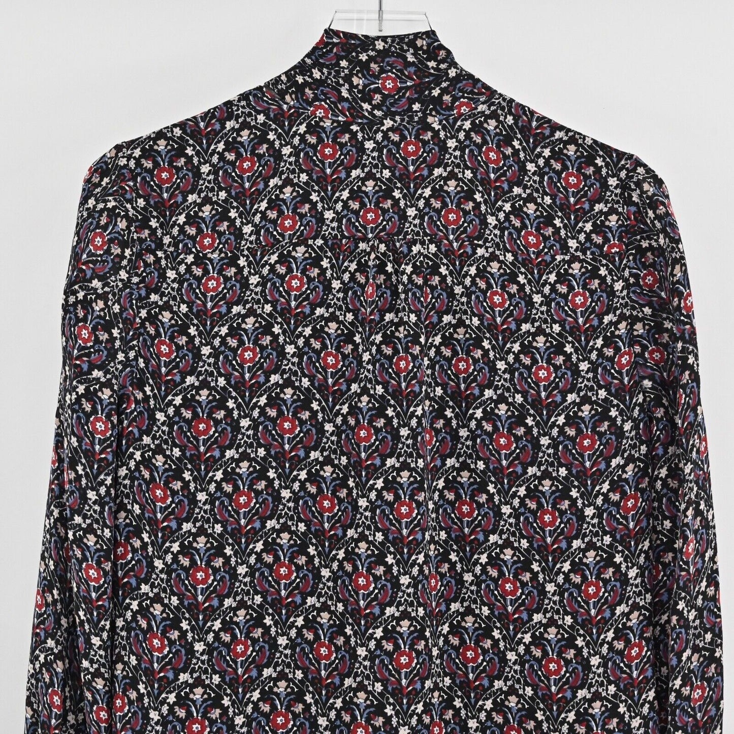 JOIE Dress Sz S Jamira Black Floral Silk Tie Neck Bell Sleeve Ruffle Mini Ditsy