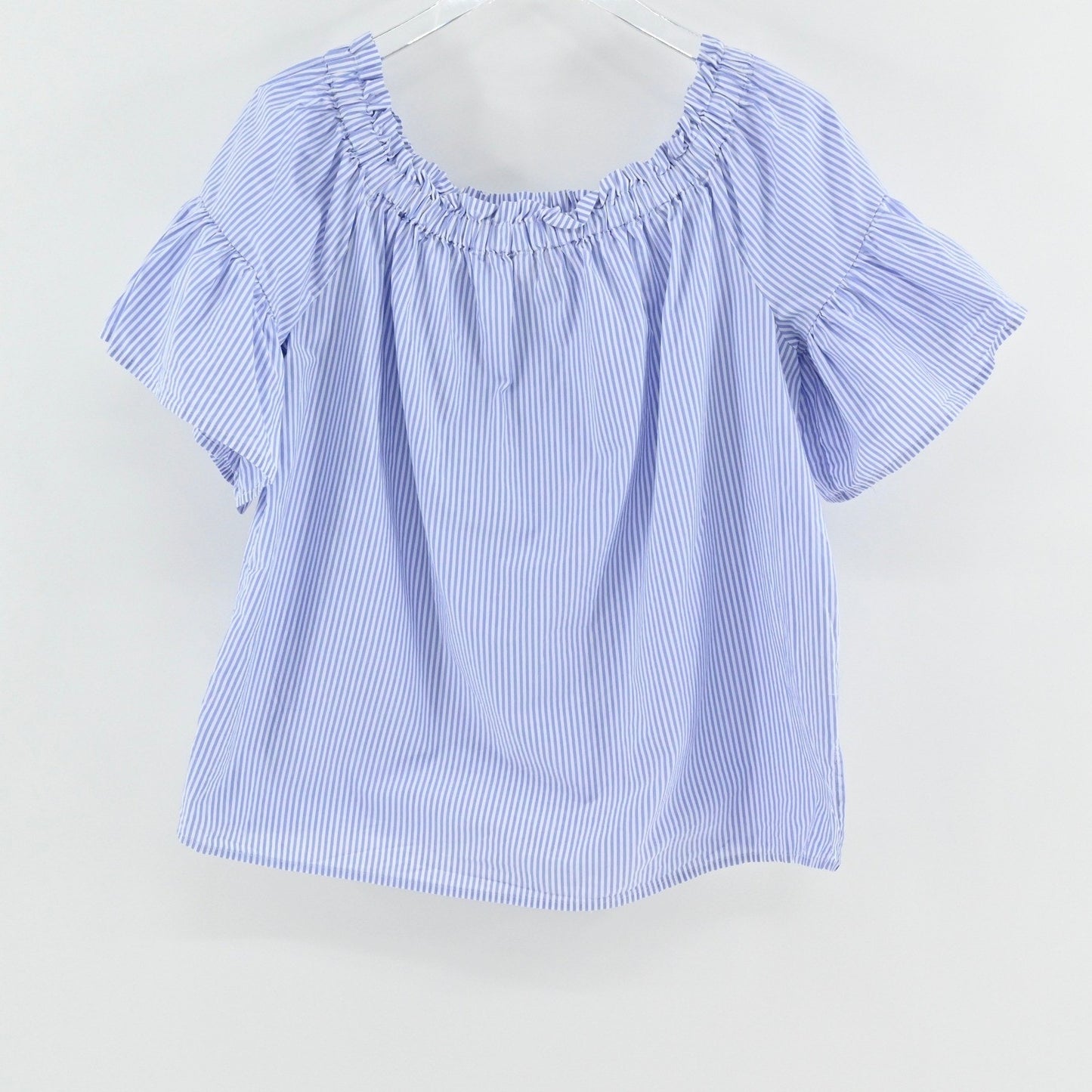 Kate Spade Womens Broome Street Stripe Off The Shoulder Top Size L Ruffle Sleeve