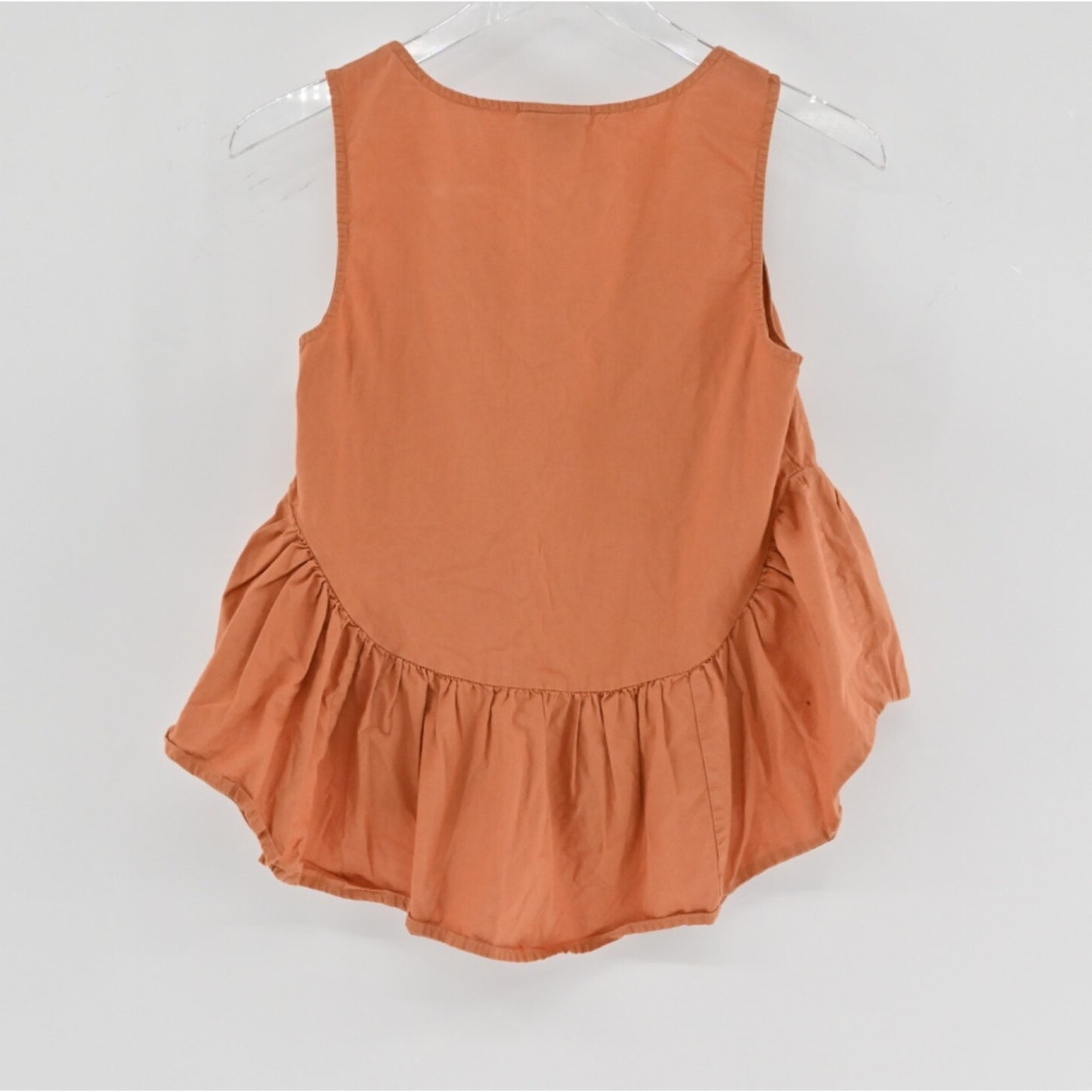 ANTHROPOLOGIE Womens Sienna Peplum Top Sz 2 Orange Boho Cotton Vanessa Virginia