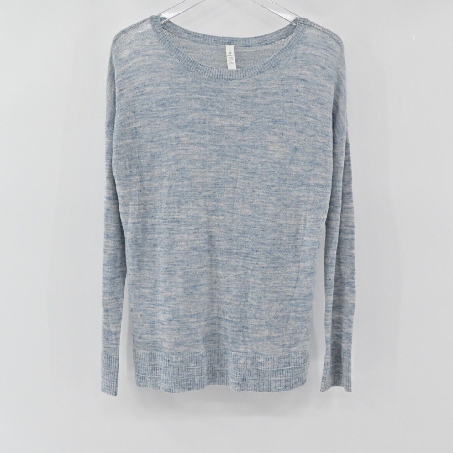 LULULEMON Top Womens Sz S Heather Blue Well Being Crew Sweater Linen Athleisure