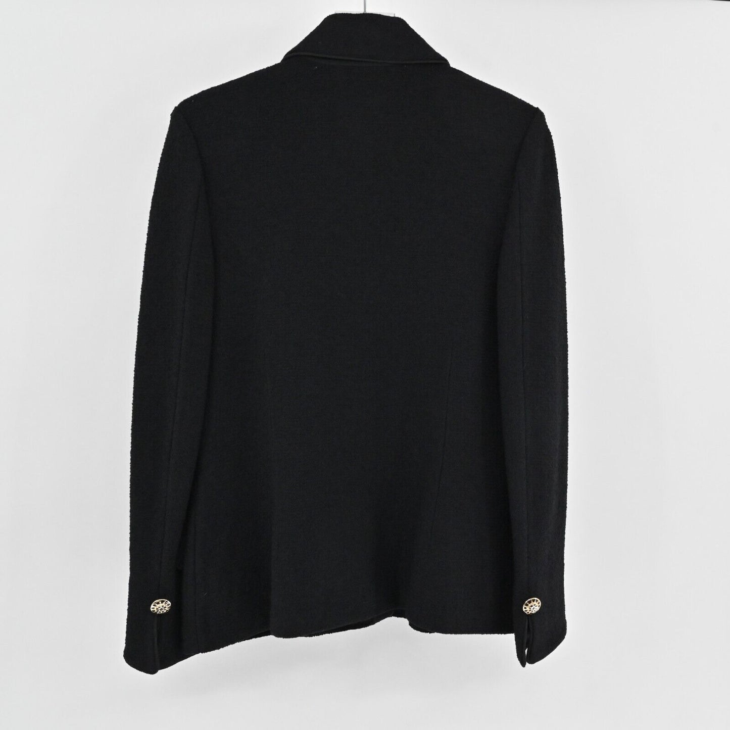 ST JOHN Jacket Womens Sz 10 Collection Santana Knit Black Gold Buttons Dog Show