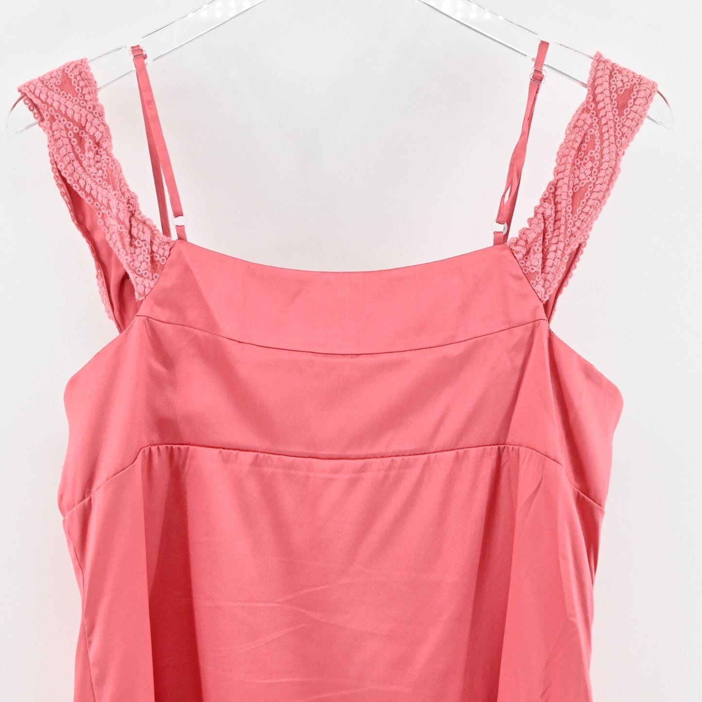 Vtg Y2k PAIGE Babydoll Silk Top Womens Size L Pink Layered Lace Satin Camisole