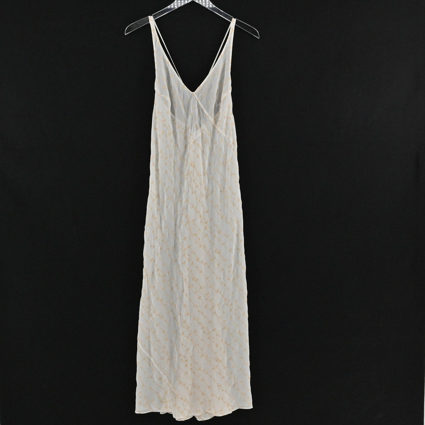 Vtg Victorias Secret Embroidered Slip Dress Size M Chemise Maxi Ethereal Floral