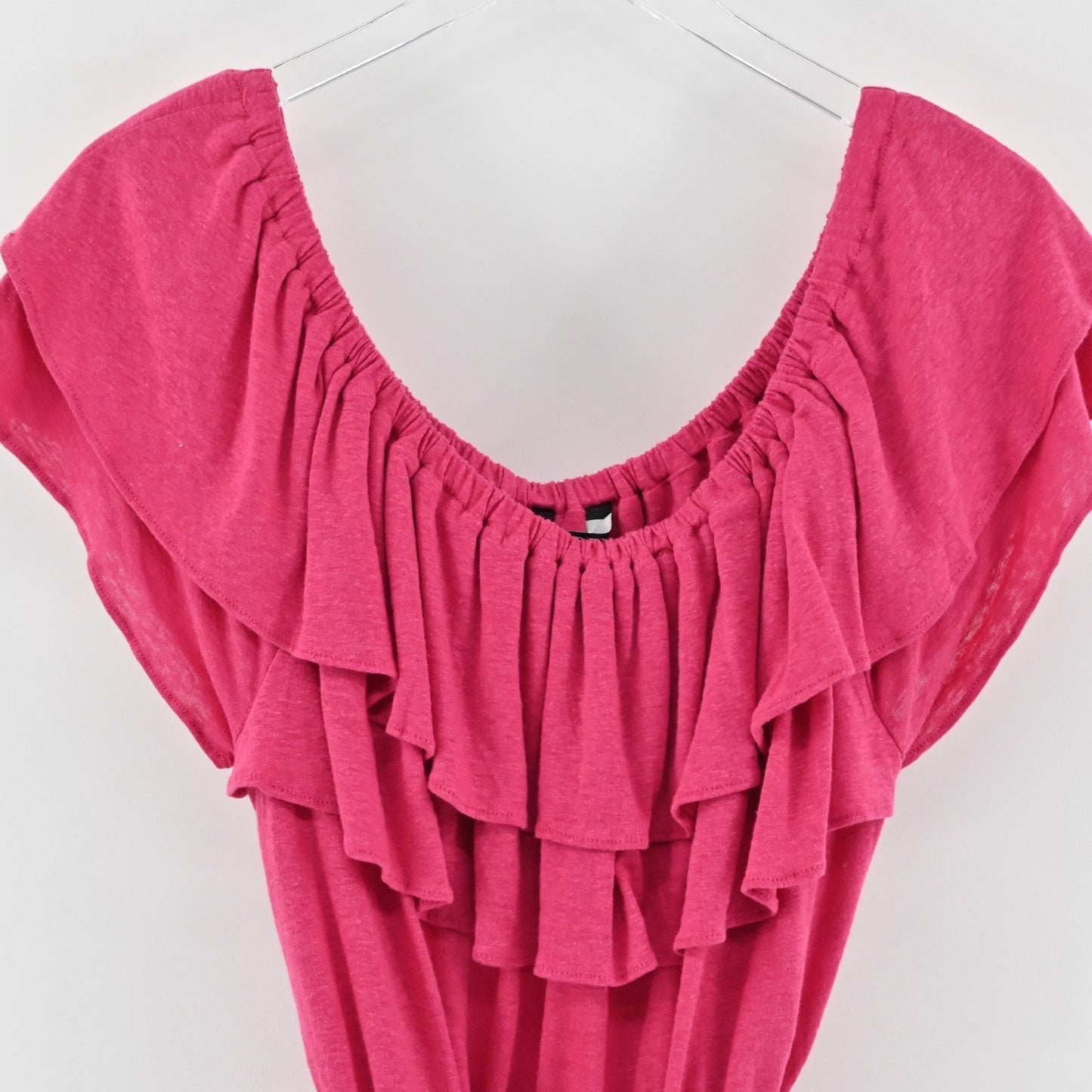 Ralph Lauren Womens Jersey Off Shoulder Pink Top Size XL Ruffle LRL Blouse NEW