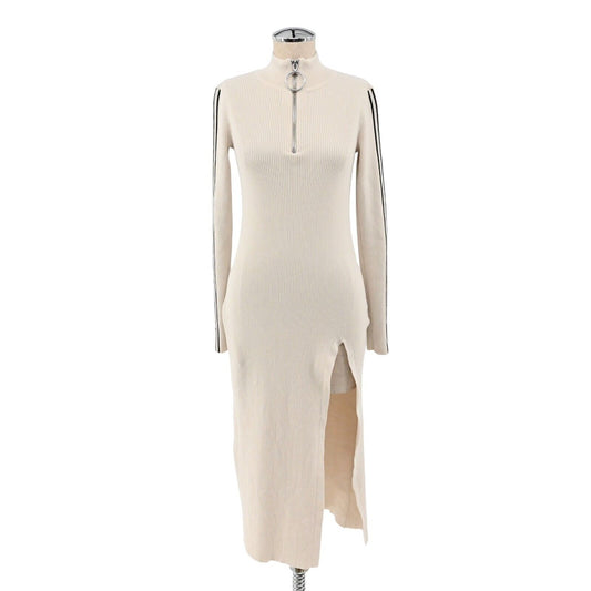 PRINGLE OF SCOTLAND Dress Womens Size XS Midi Sweater Spellout Slit Ribbed Knit Zip