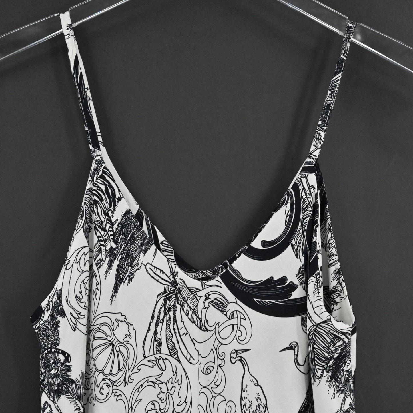 SCANDAL ITALY Womens Top Size M Molly Toile Black White Print Cami Blouse NEW