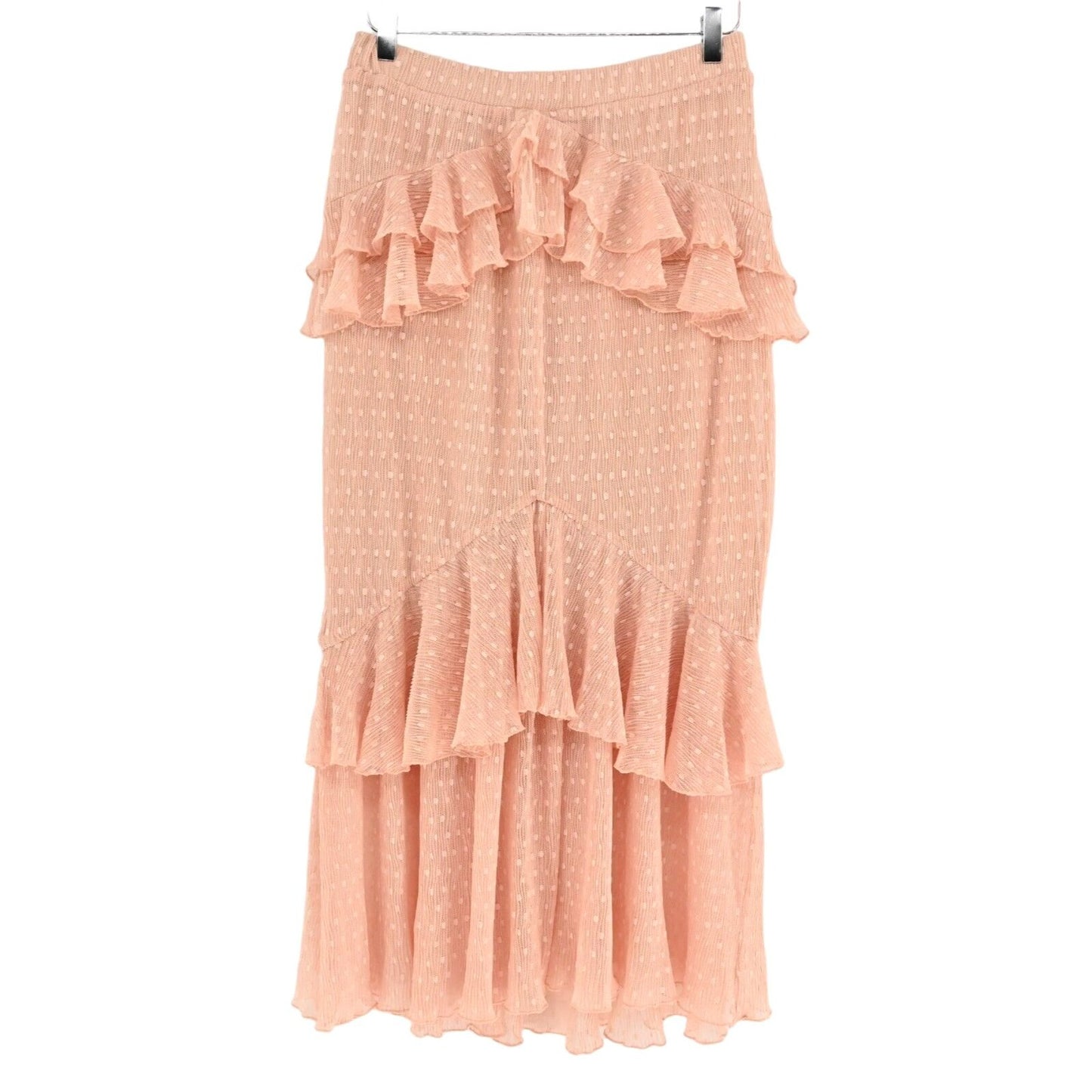SONG OF STYLE Skirt Womens Size L Ada Midi Pink Polka Dot Ruffle Coquette Retro