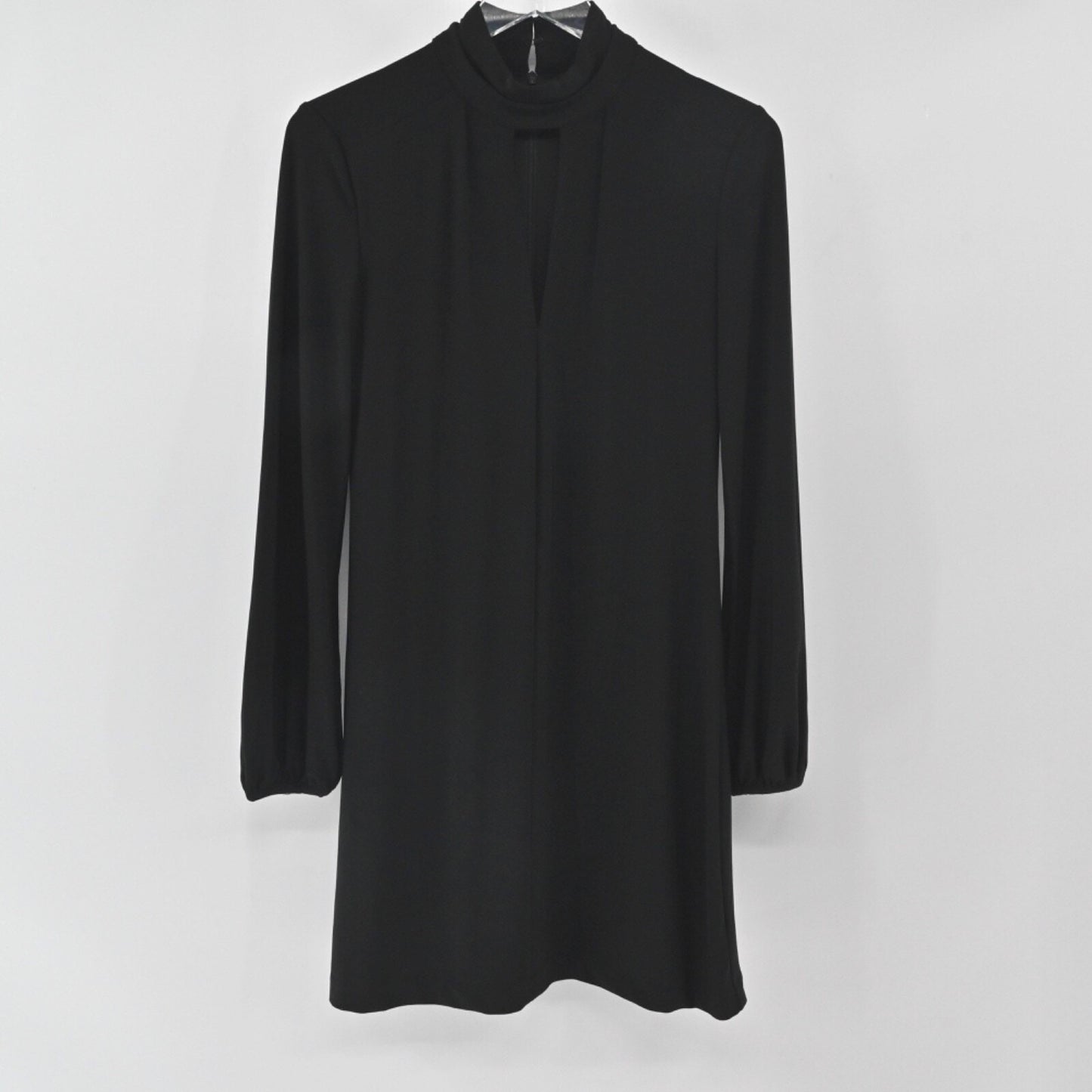 WHBM Mock Neck Knit Sheath Dress Size 2 Black Dark Romantic Whimsigoth Keyhole