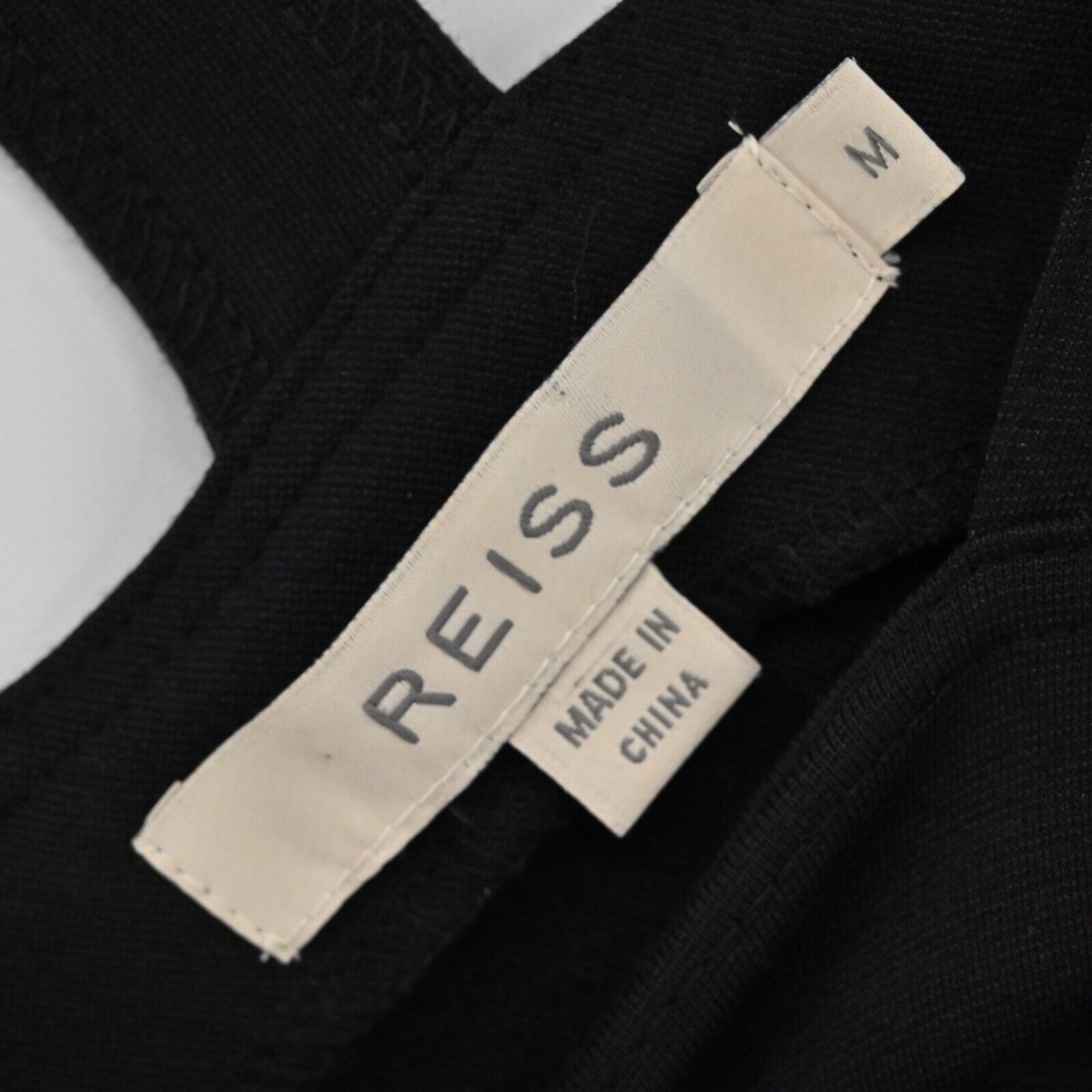 REISS Dress Womens Size M Black Starlet Strappy Cross Back Bodycon Short Sleeve