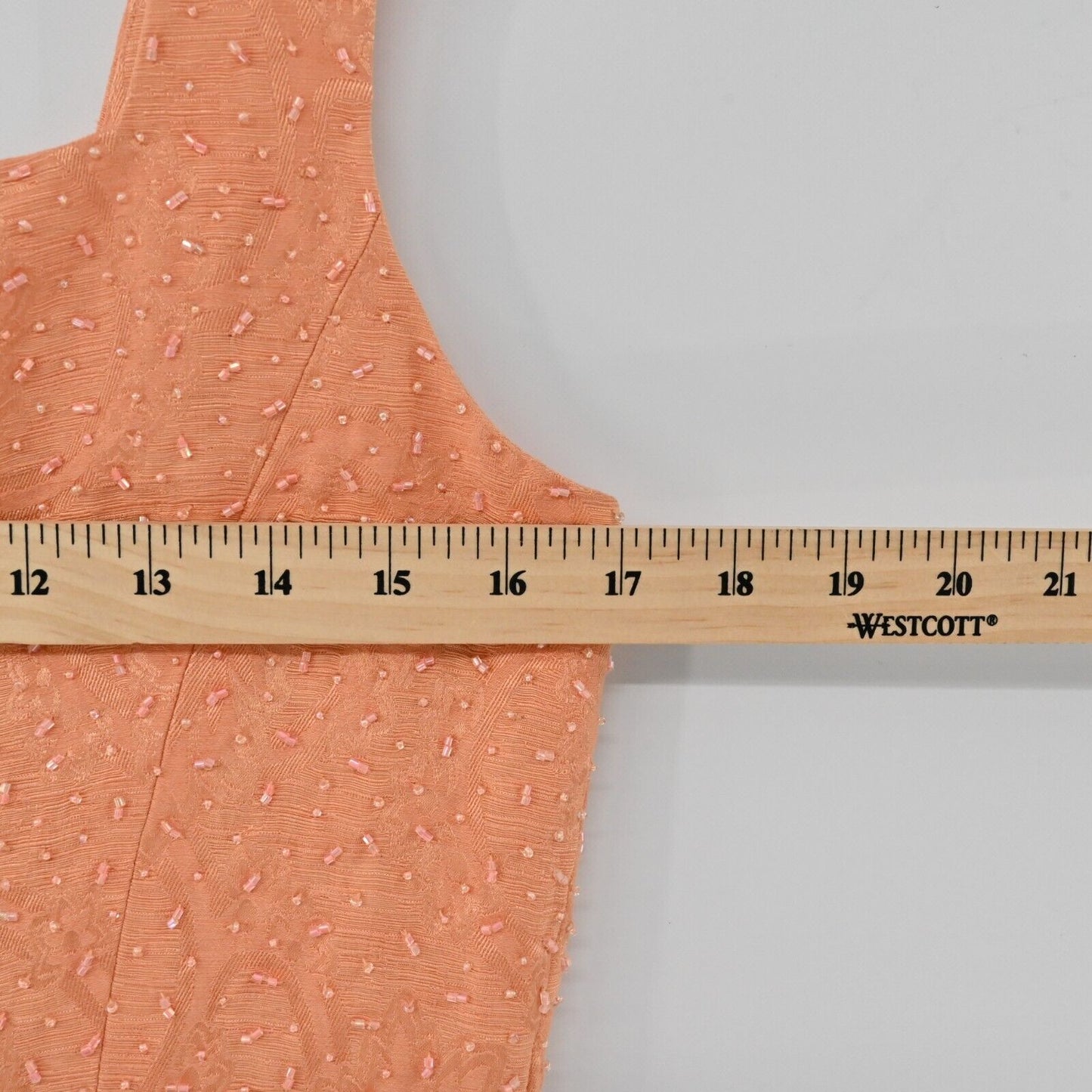 Vtg CARLISLE Set Womens Sz 4/6 Coral Beaded Square Tank Jacquard Straight Pants