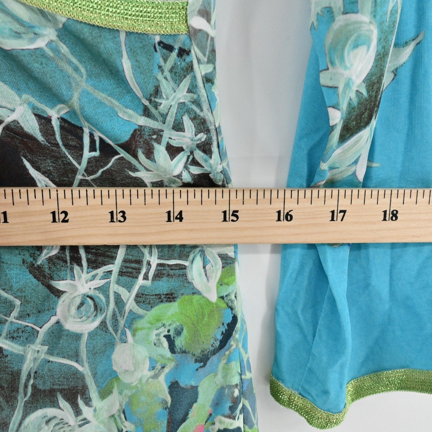 Save The Queen Wrap Dress Sz S Italy Turquoise Floral Mesh Long Sleeve Eclectic