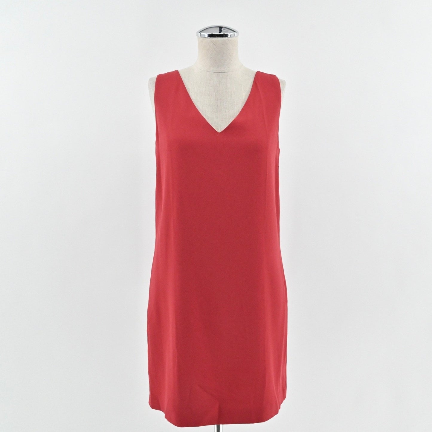 Theory Rosina Crepe Shift Dress Sleeveless Size 0 Red V Neck Career Date Night