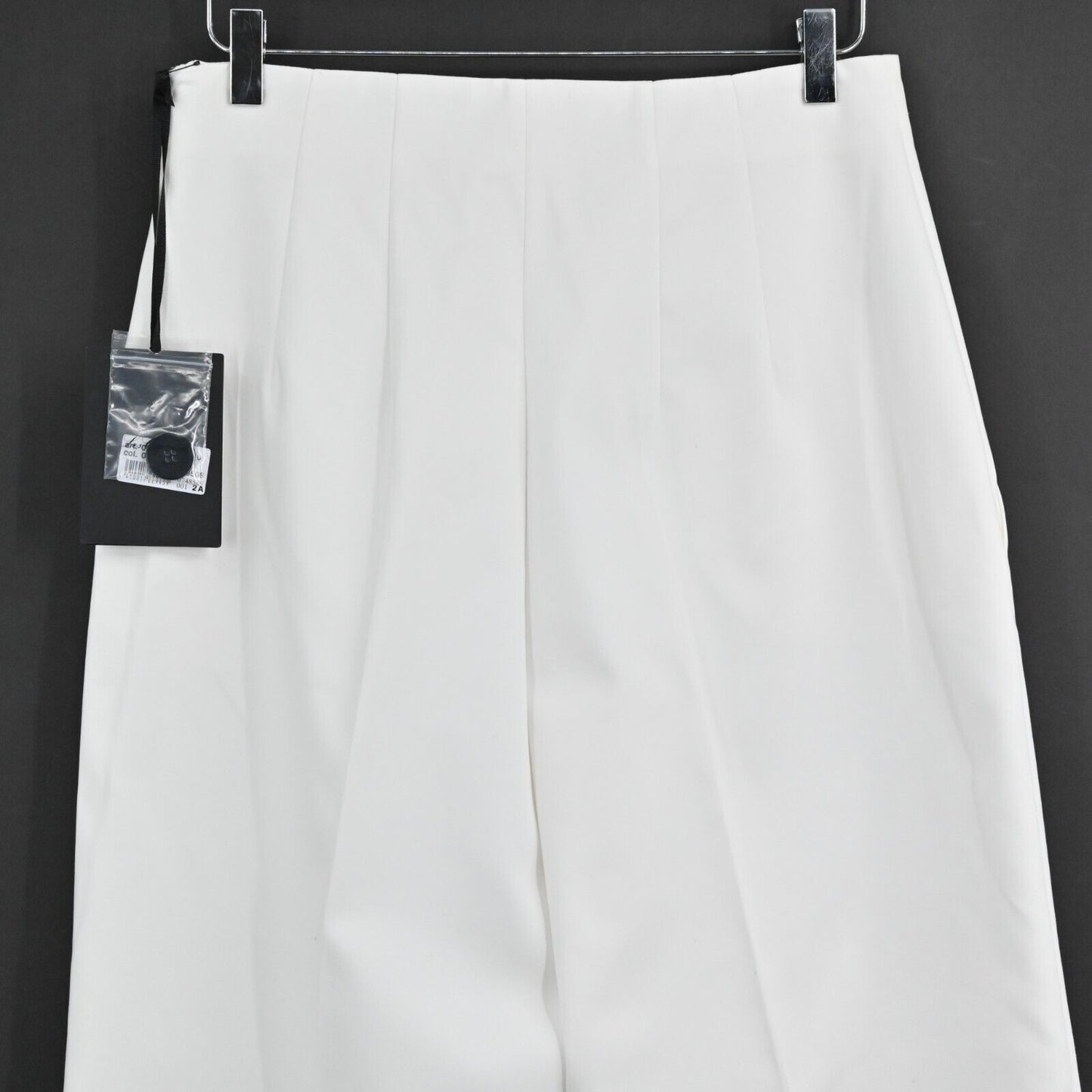 LES COPAINS Pants Womens Size 46 Sailor Button Milk White Solid High Rise NEW