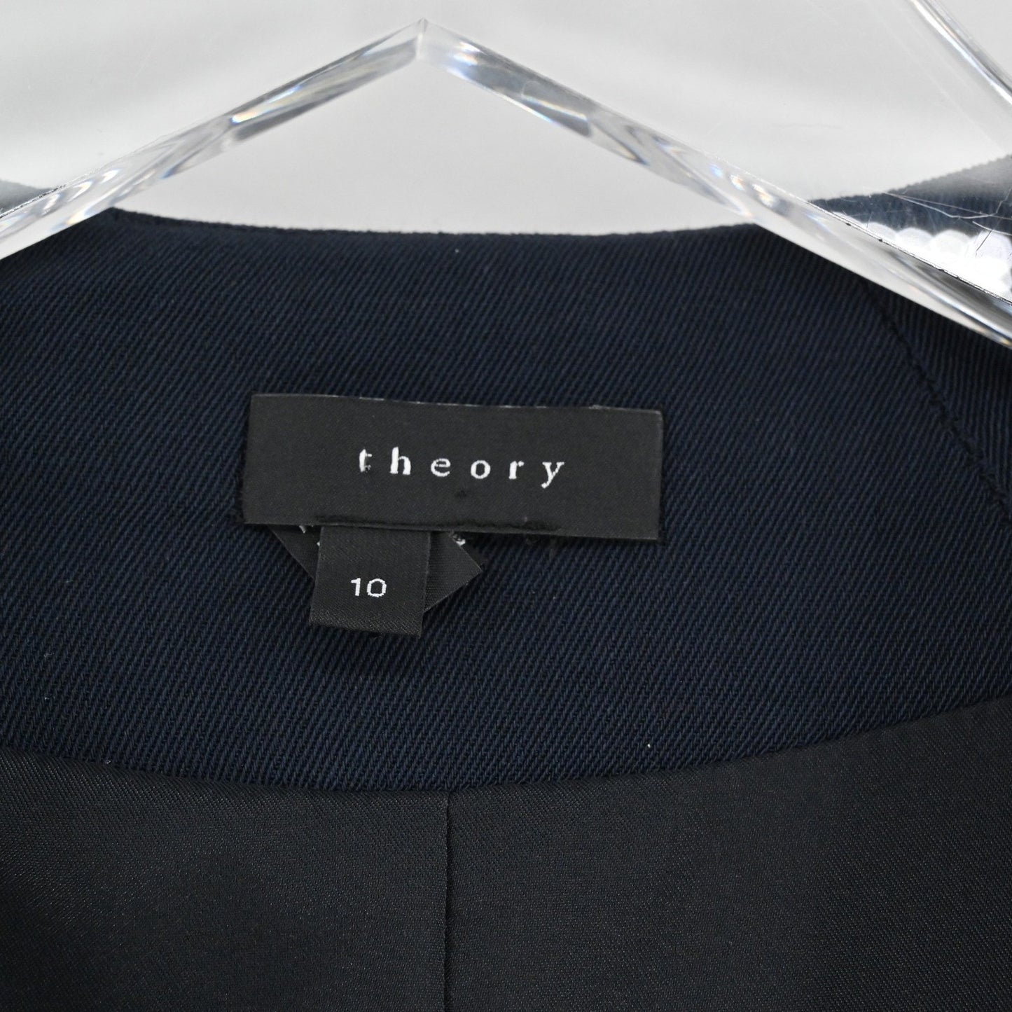 Theory Eldah Sleeveless Wrap Dress Size 10 Wool Navy Blue Quiet Luxury V Neck