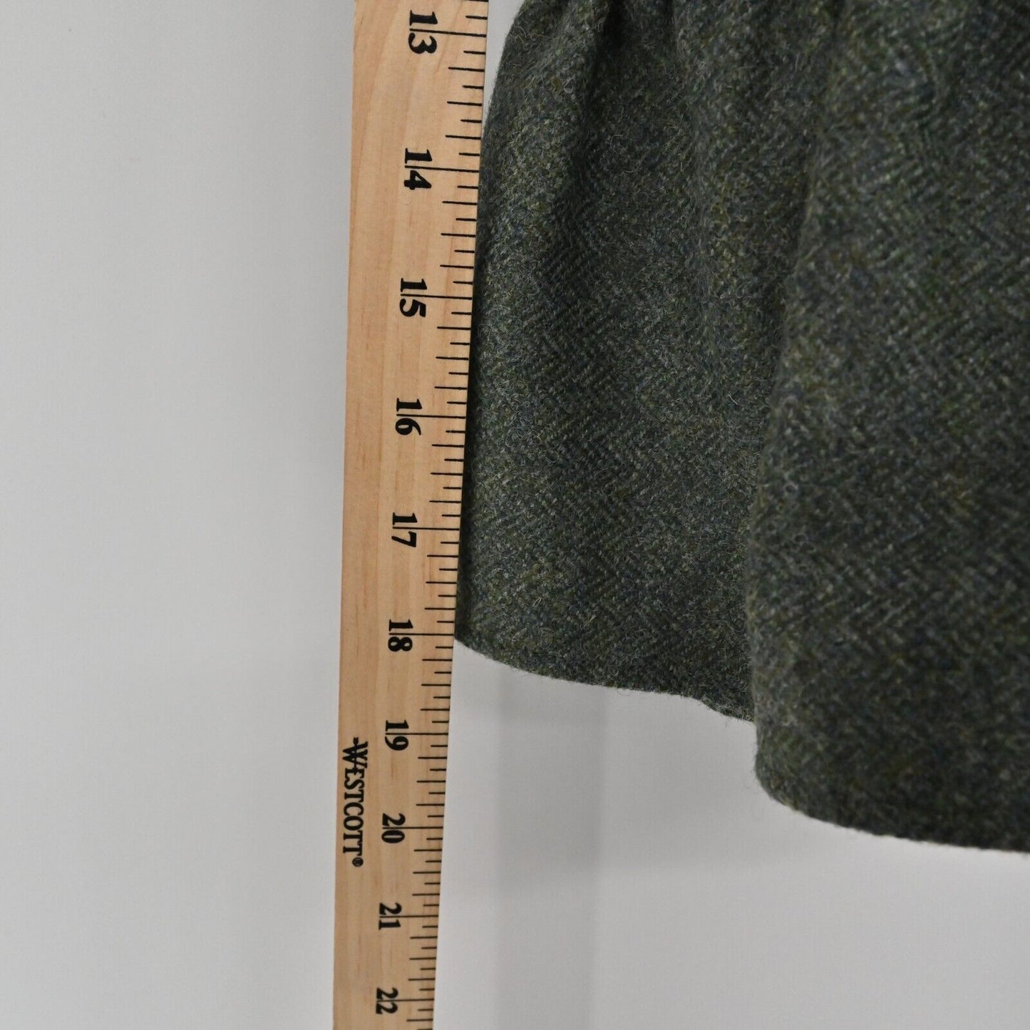 ANN MASHBURN Skirt Womens Size S Wool Ruffle Green Black Herringbone Mini
