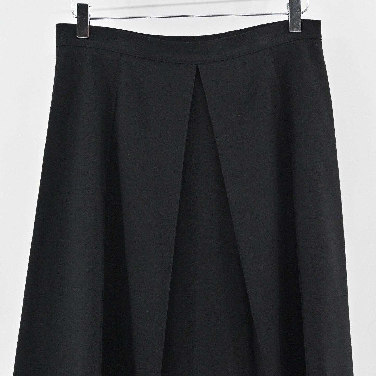 LES COPAINS Pleated Skirt Size 46 Black Knee Length A Line Jersey Stretch Retro