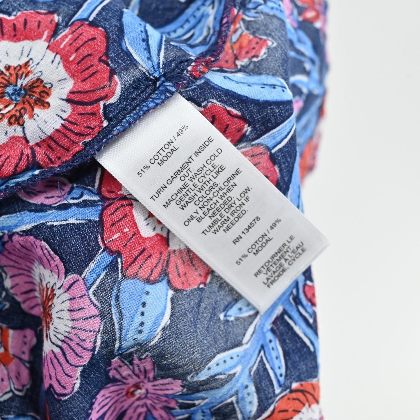 Vineyard Vines Tisbury Floral Square Neck Top Size XL Peasant Boho Cotton Blouse