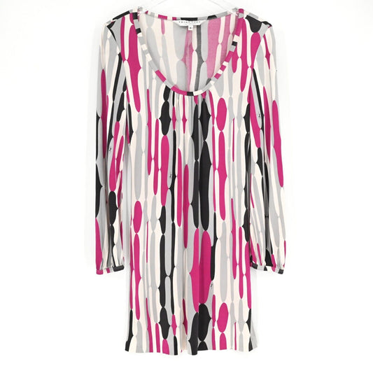 TRINA TURK Dress Womens Size 4 Pink Silk Shift Mini Geometric Retro Print USA