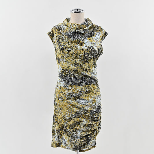 Anthropologie The Maya Ruched Cowl Neck Dress Size M Printed Mini Edition Multi