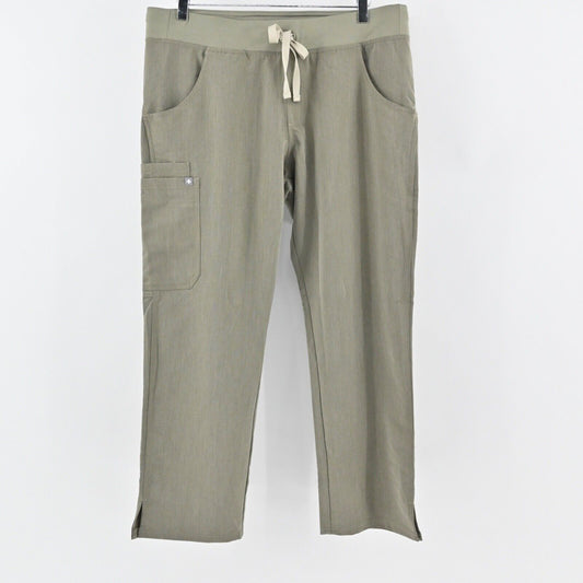 FIGS Pants Womens Size LP Sage Green Drawstring High Rise Kade Cargo Scrubs NEW