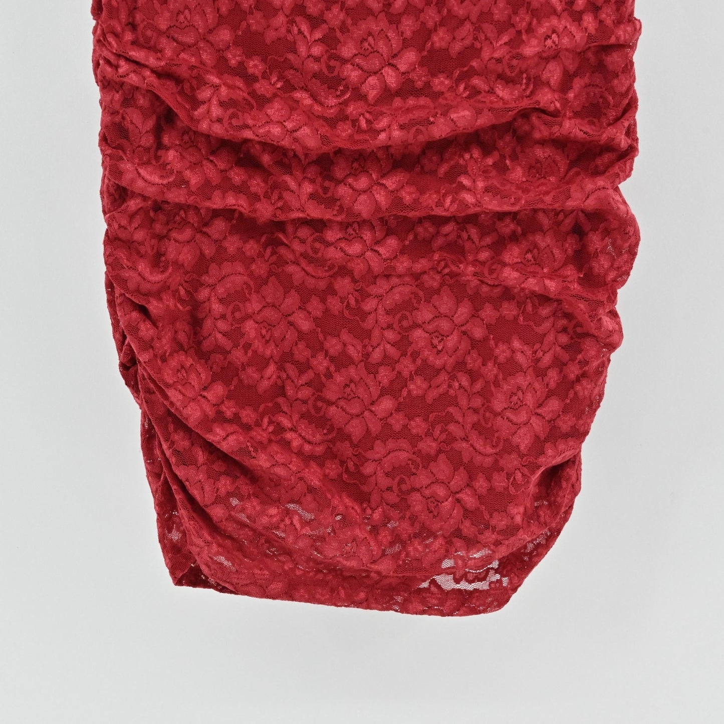 Vtg Y2k Red Lace Mini Dress Size XS Ruched Coquette Elegant Siren Sexy Romantic