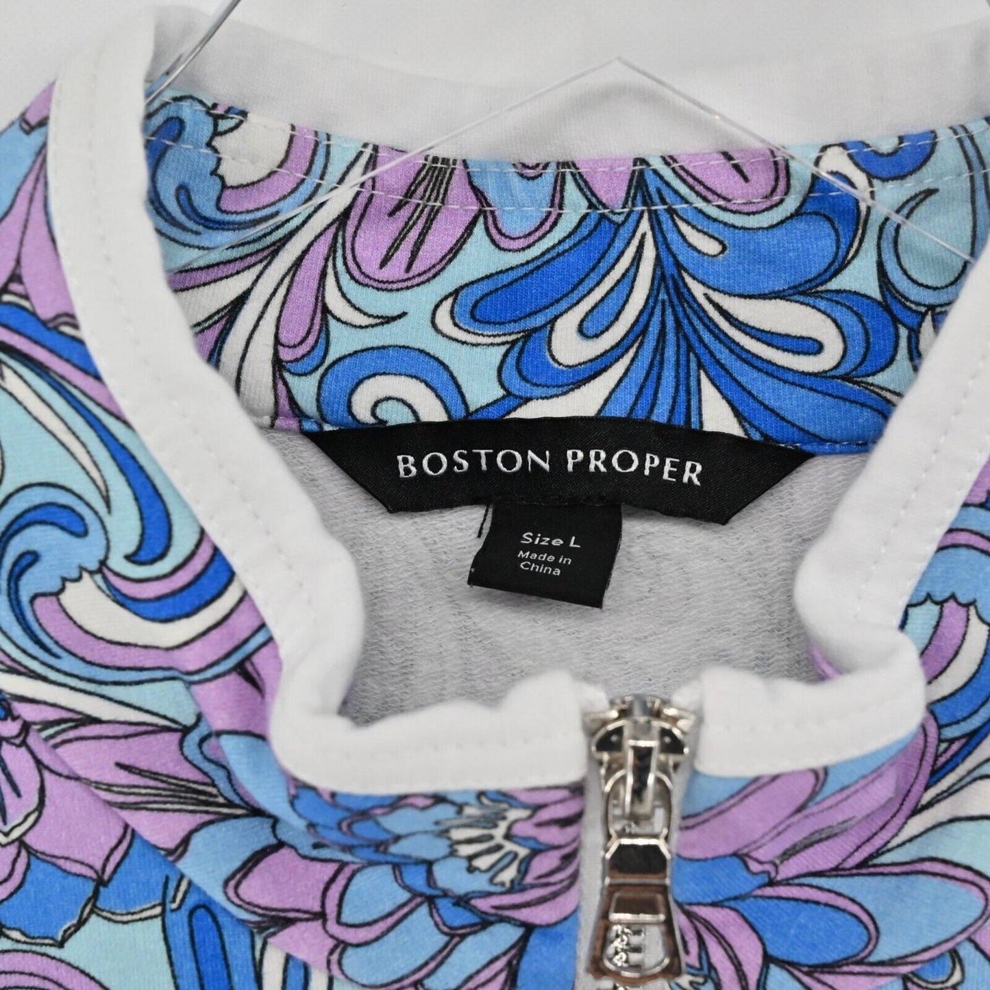BOSTON PROPER Dress Womens Size L Abstract Floral Print Sleeveless Chic Zip
