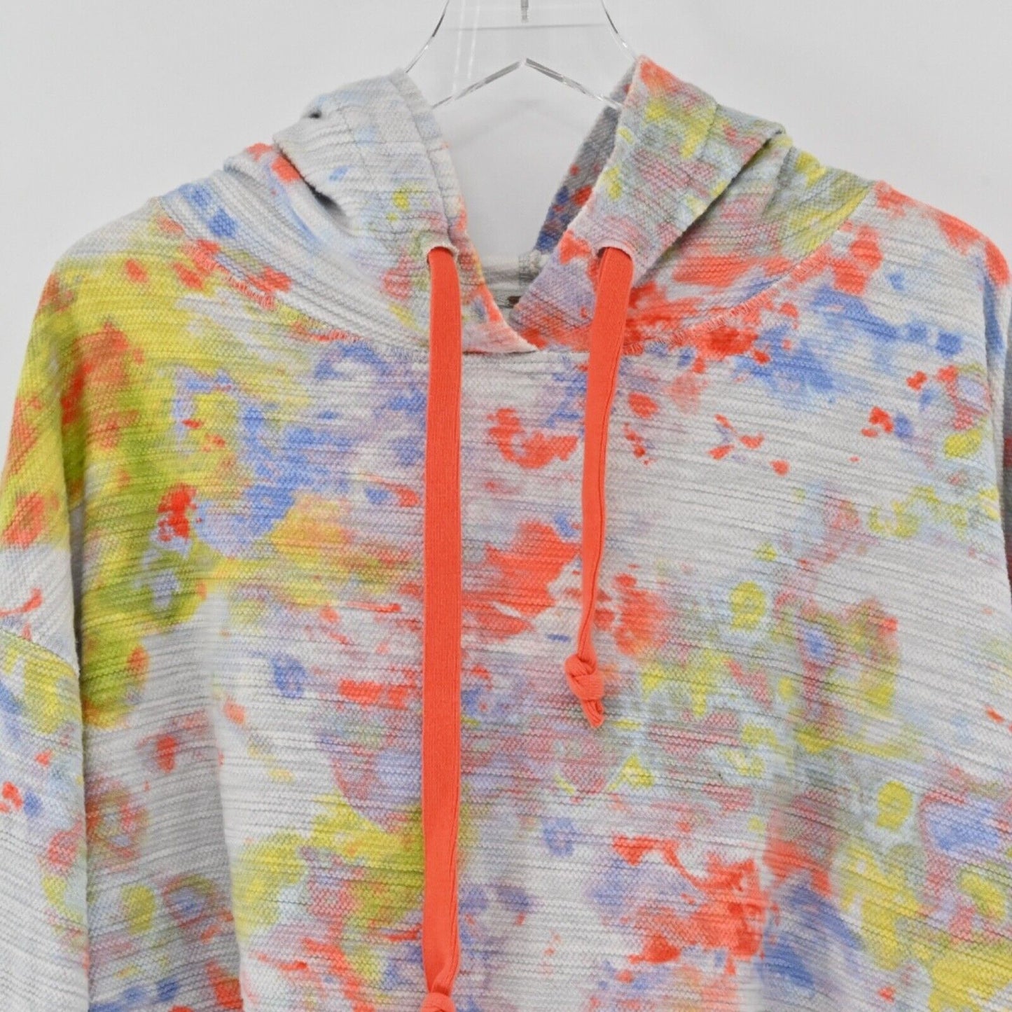 FREE PEOPLE Hoodie Womens Size M Gray Tie Dye 100% Cotton Thinkin About You Crop