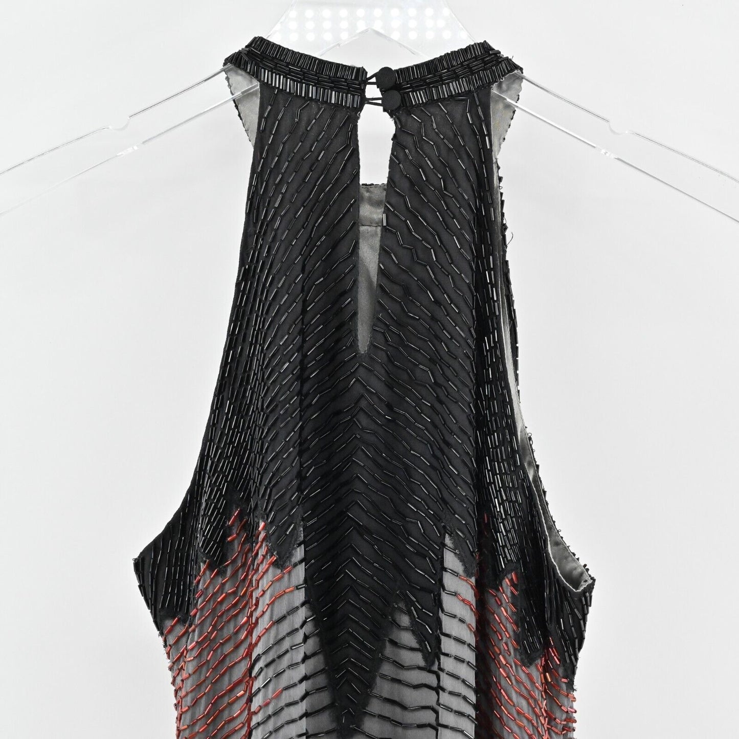 PARKER Dress Sz M Silk Beaded Isla Firecracker Starburst Poinsettia Mini Halter