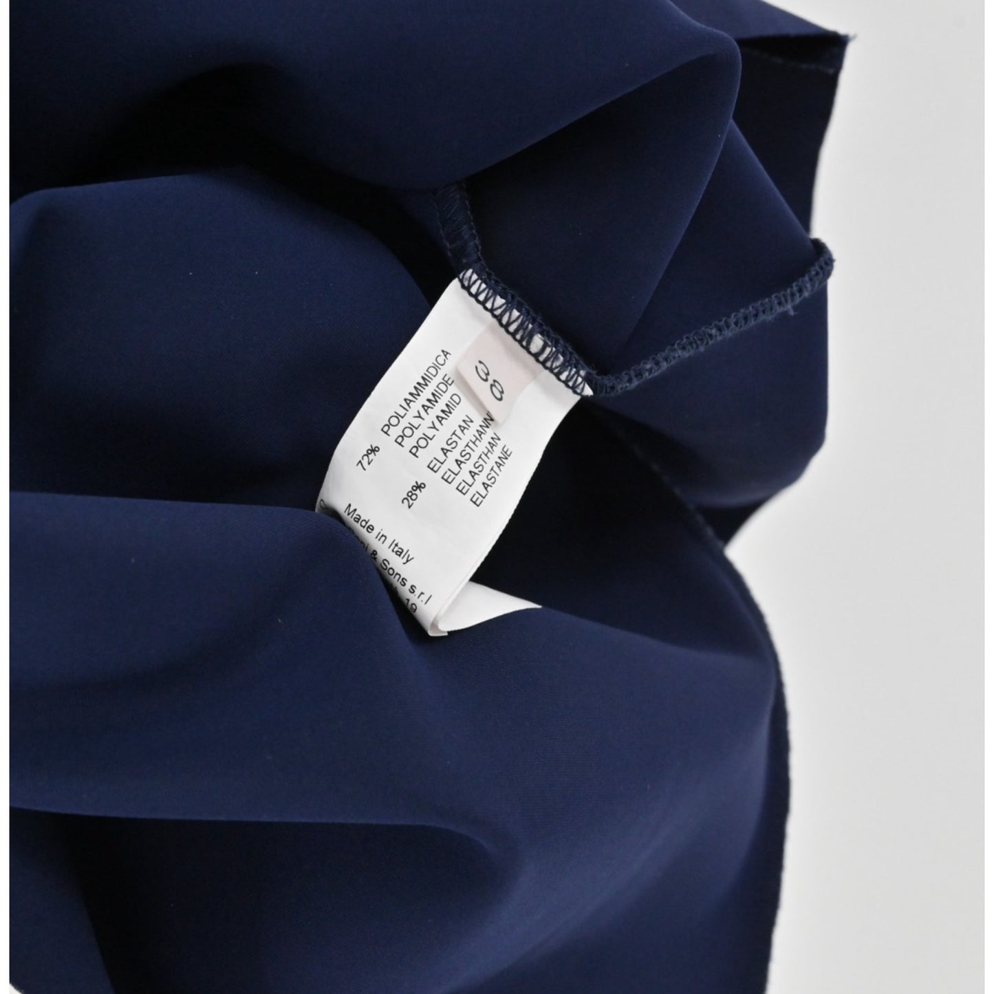 Chiara Boni Natalia Navy Blue Dress Size 38 Bell Sleeve Bateau Neck Stretch