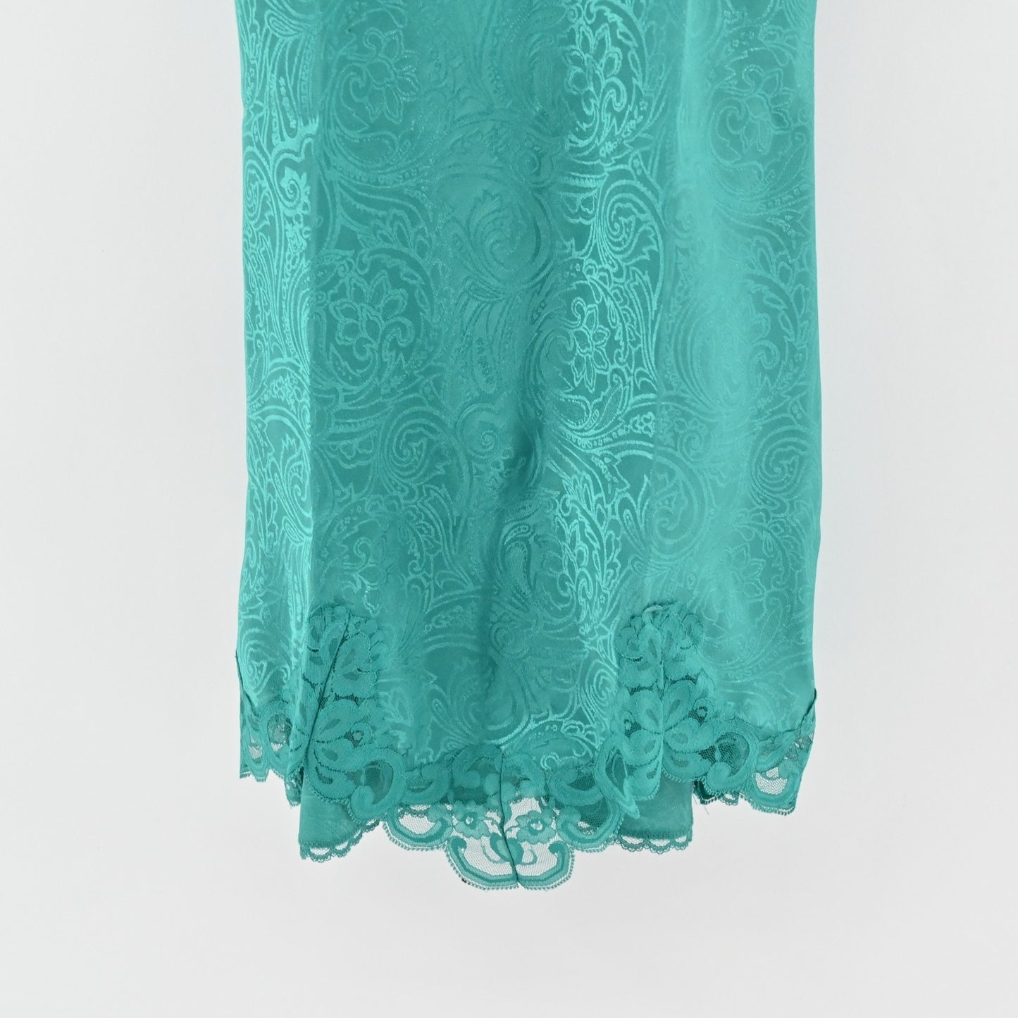 Vtg 80s Slip Dress Womens Sz S Emerald Green Sleeveless Chemise Nightie VAL MODE