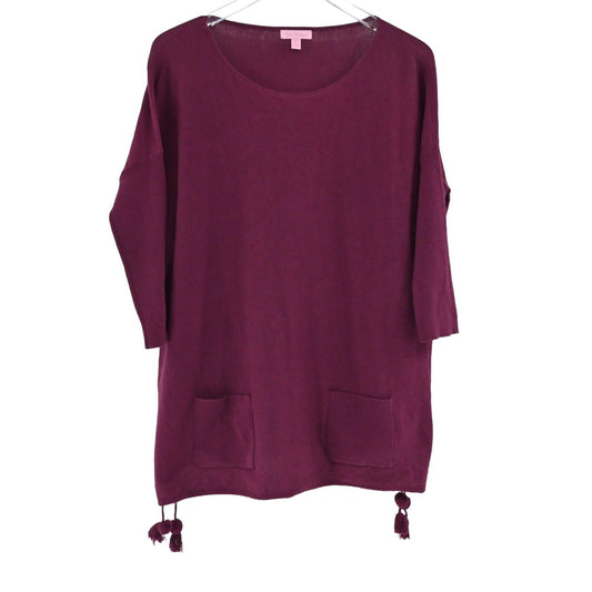 LILLY PULITZER Sweater Womens Sz Small Shiraz Elba Coolmax Sweater Maroon Tassel