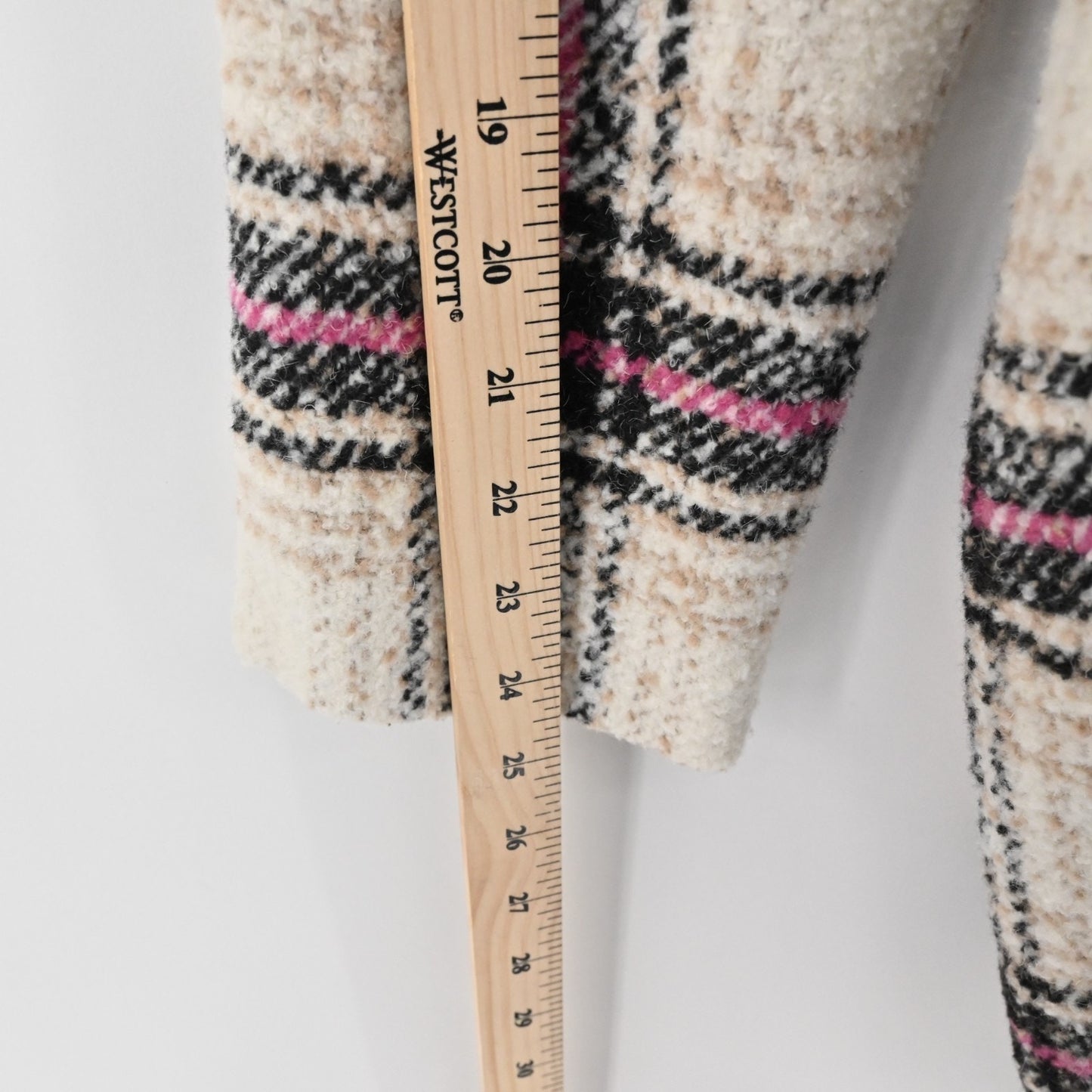 Anthropologie Womens Plaid Jacket Size M Wool Blend Pink Beige Coat Elevenses