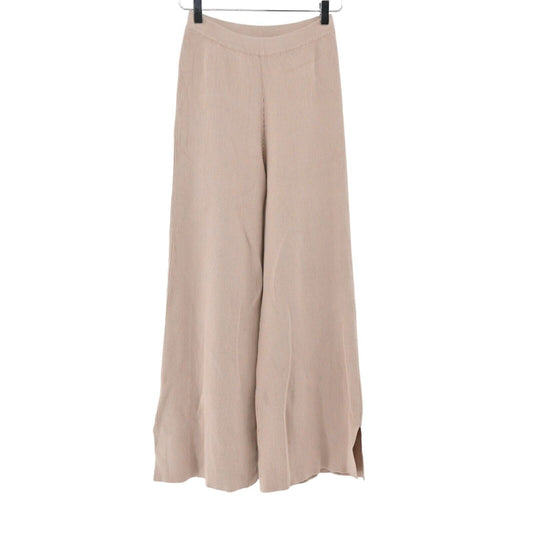 VEILED Pants Womens Size XS Beige Remy Ribbed Knit Elastic High Rise Wide Leg