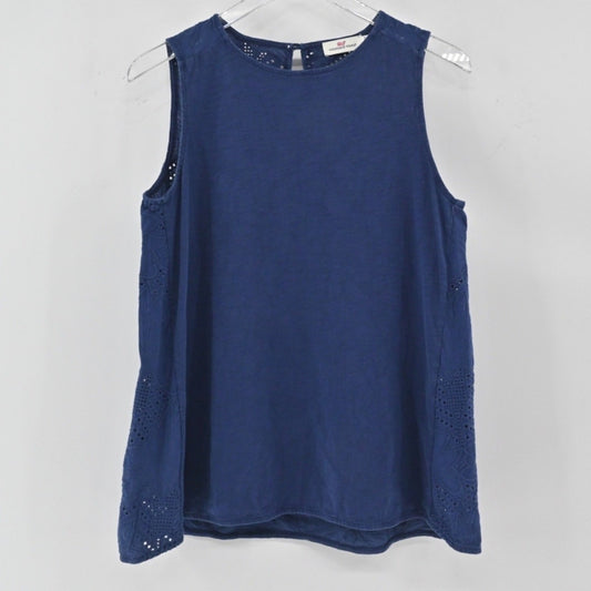 VINEYARD VINES Womens Embroidered Top Size S Blue Floral Eyelet Cotton Preppy