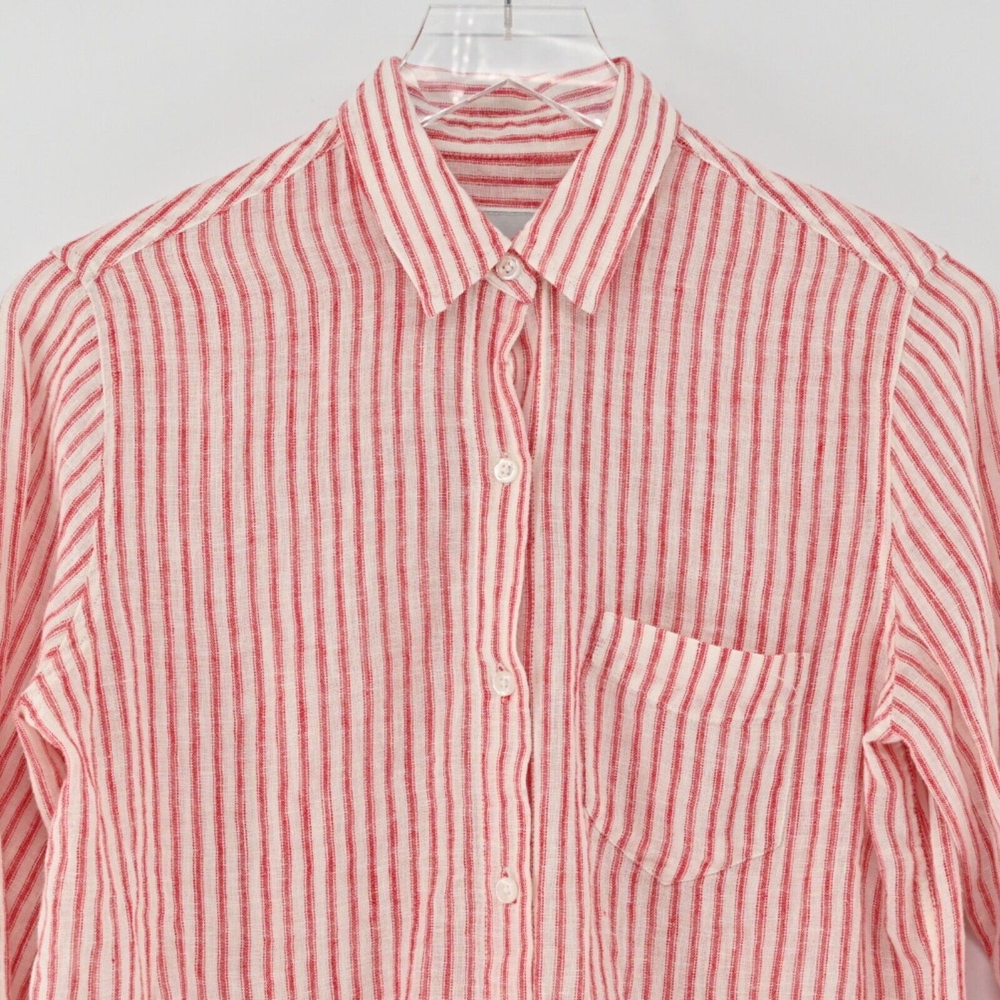 RAILS Top Womens Size XS Red White Belmont Stripe Linen Val Tie Front Button Up