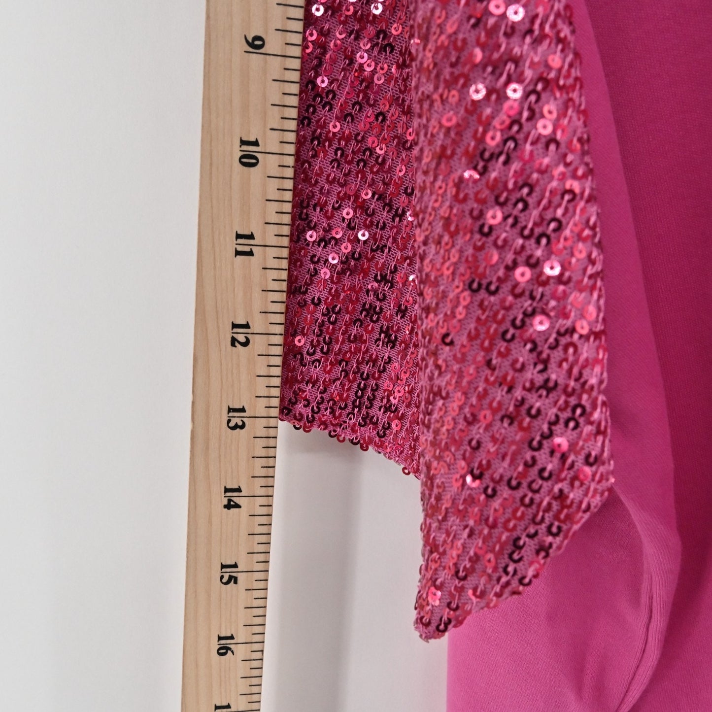 Quacker Factory Womens Glamour Sequin Elbow Sleeve Top Size 3X Pink Fire Tee NEW