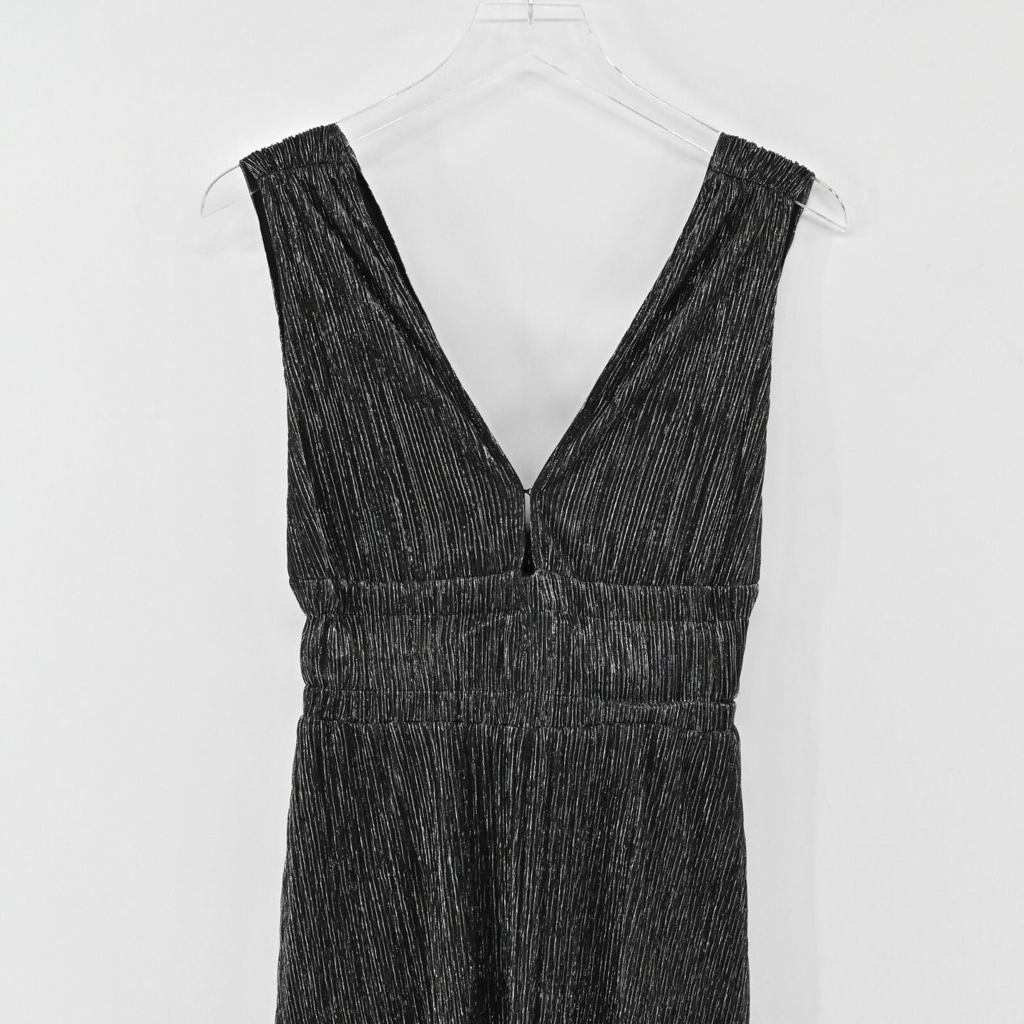 MAJE Womens Shimmer Mini Dress Size S Shiny Metallic Black Silver Sleeveless