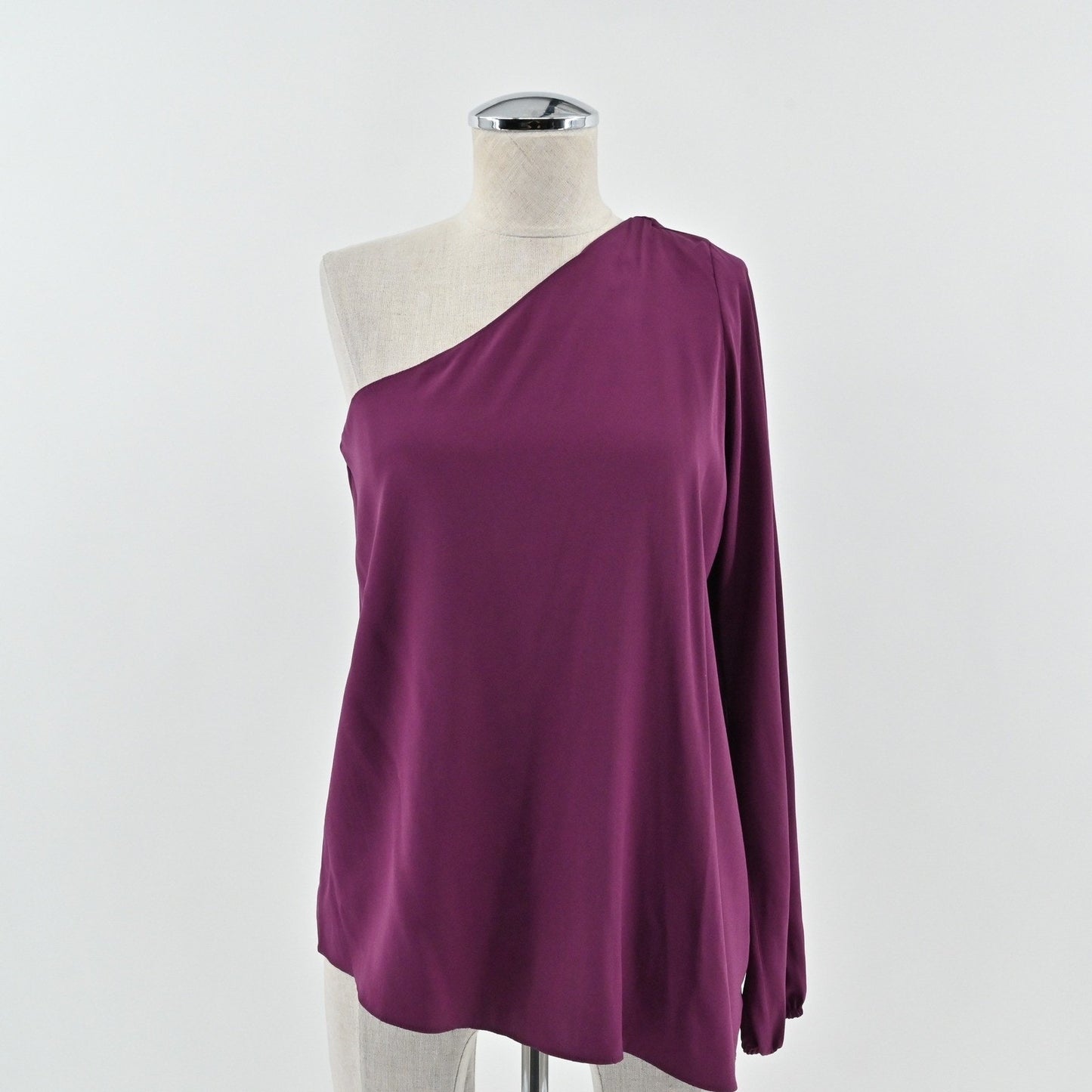Ramy Brook Womens Silk One Shoulder Top Size S Plum Purple Glam Stretch Blouse