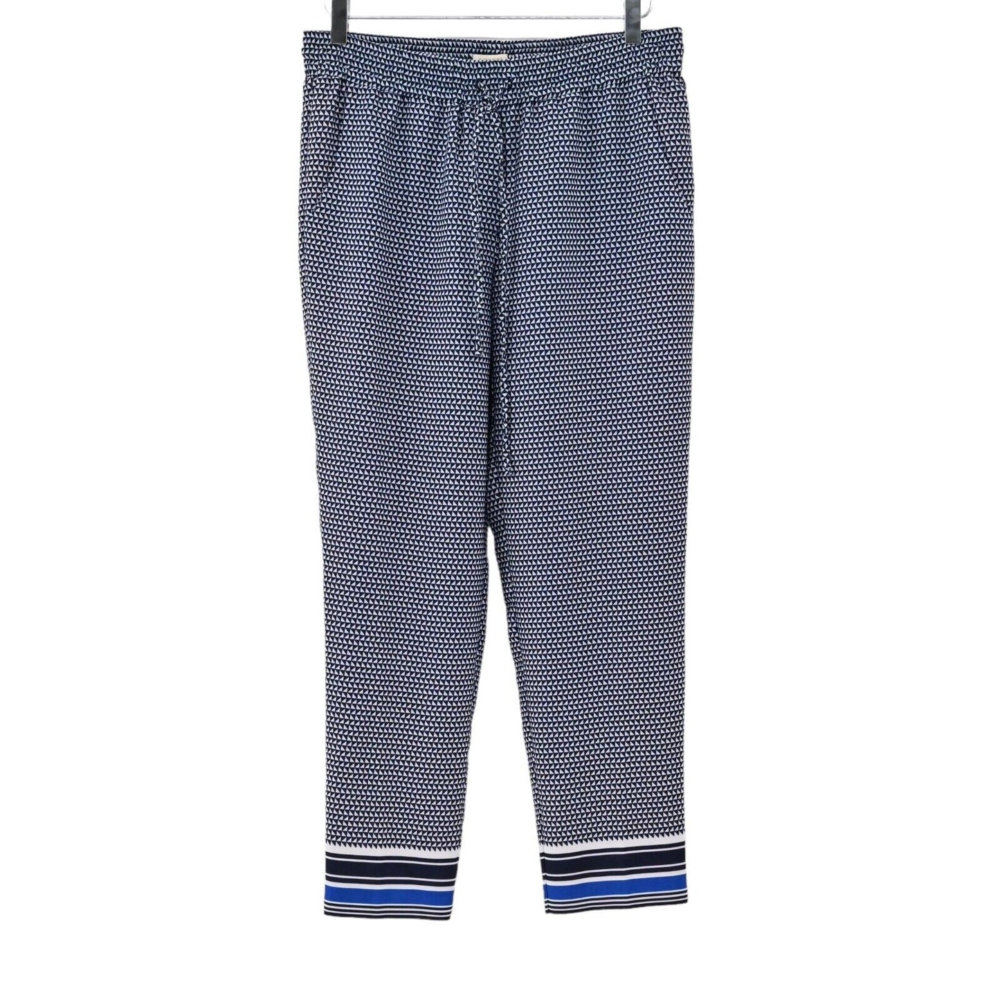 J CREW Pants Womens Size 6 Blue Geometric Stripe Drawstring Elastic Waist Drapey