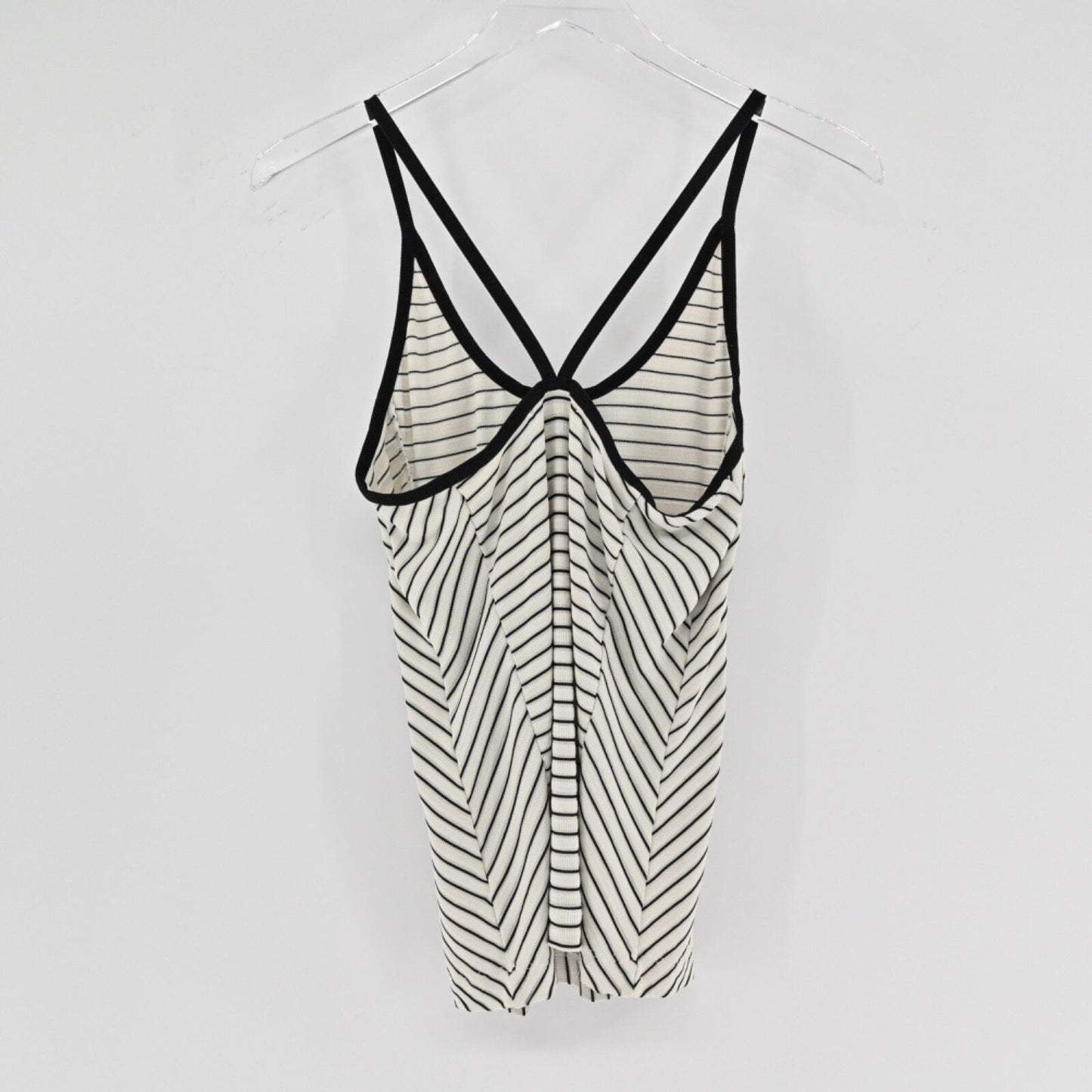 DEREK LAM 10C Womens Madison Ave Tank Top Size S ATHLETA White Black Stripe Gym