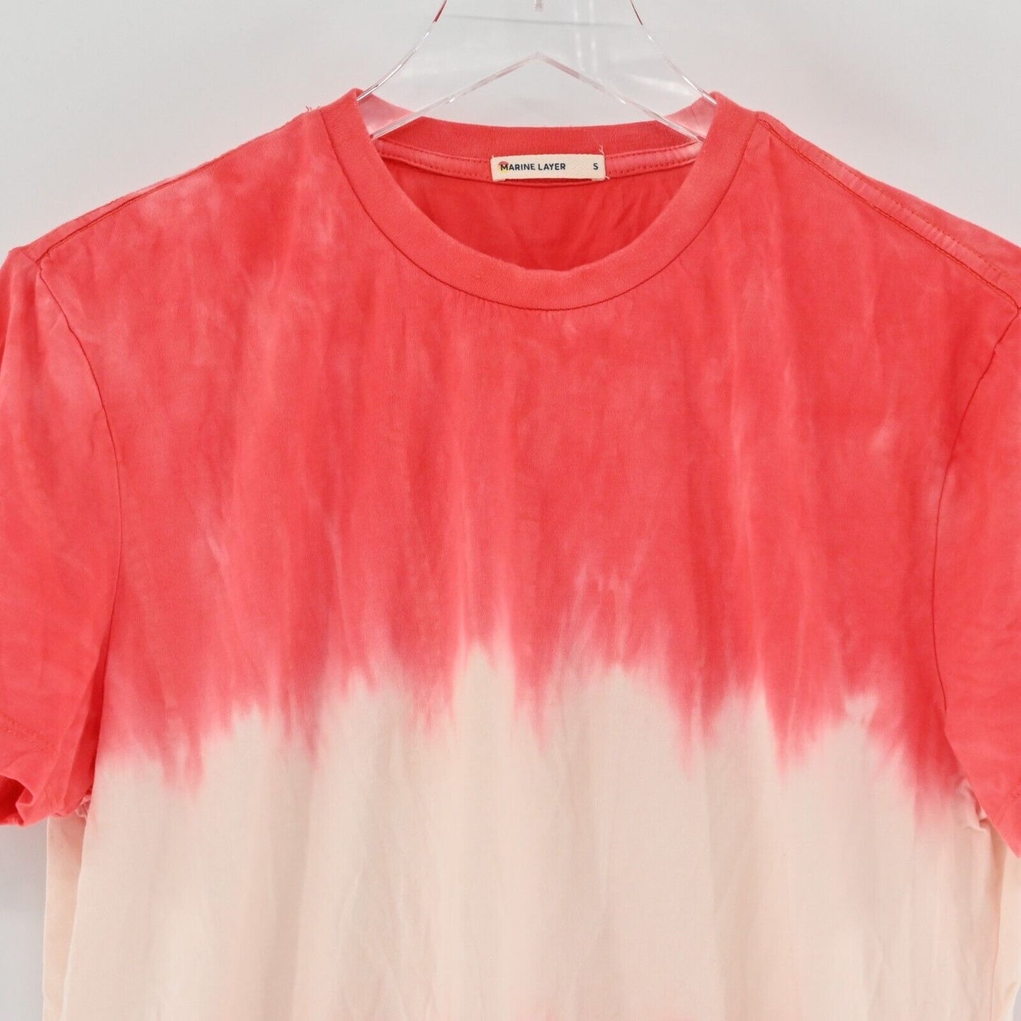 MARINE LAYER Shirt Mens Size S Satisfaction Red Tie Dye Short Sleeve Crewneck